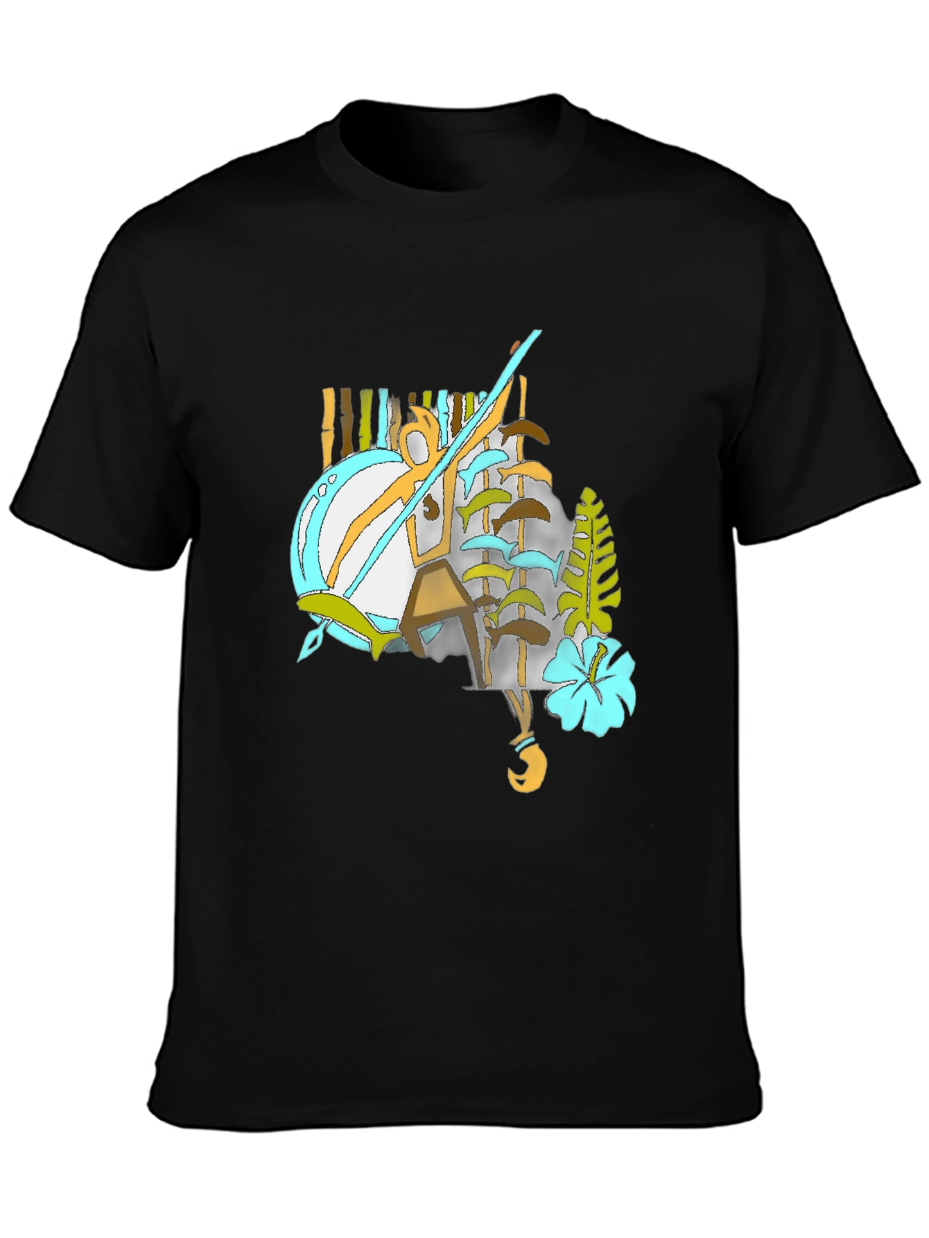 Tropical Graphic Tee - Black Casual Style