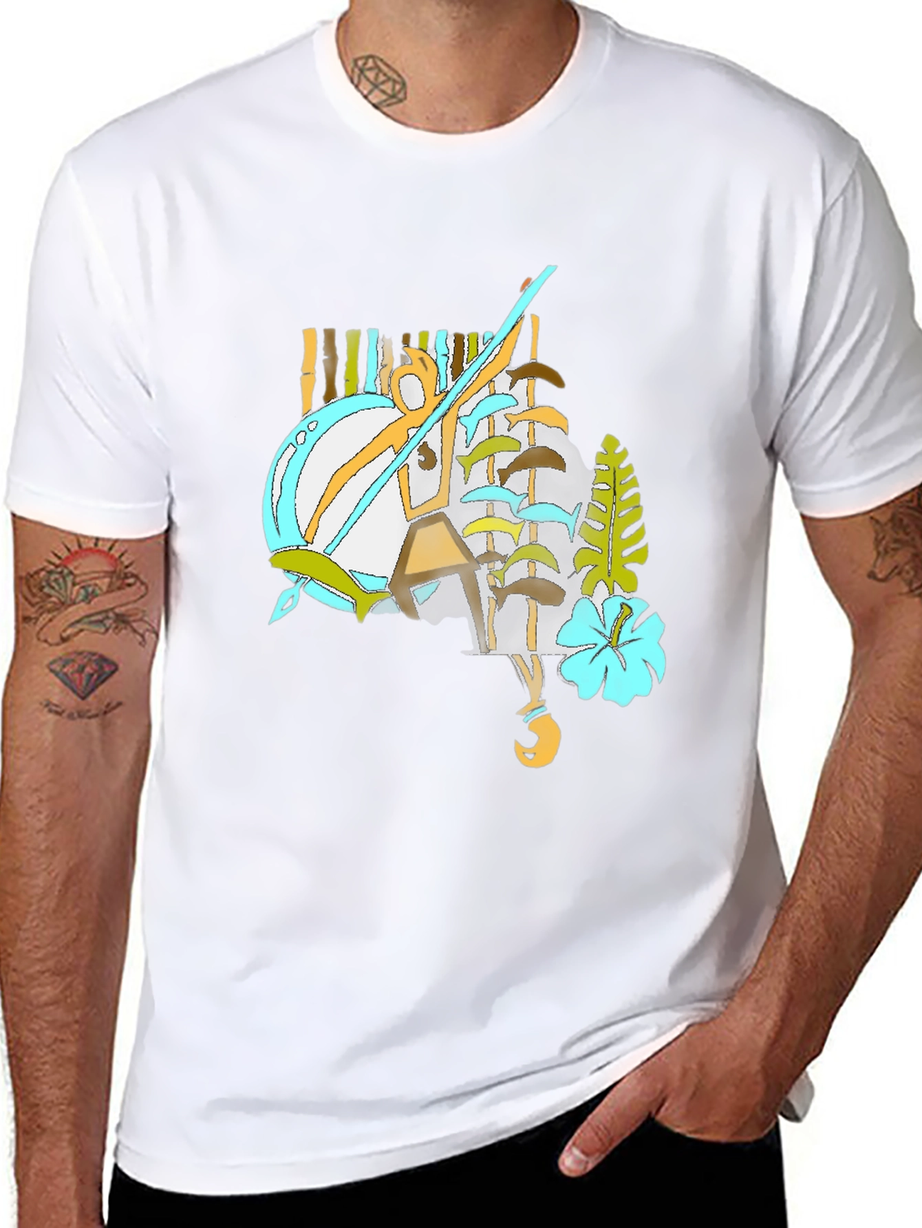 Tropical Graphic Tee - Black Casual Style