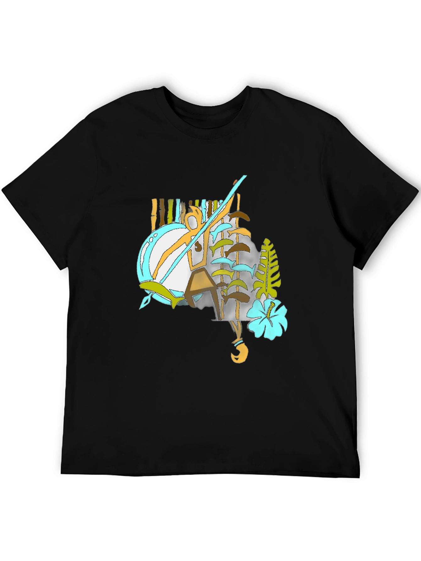 Tropical Graphic Tee - Black Casual Style