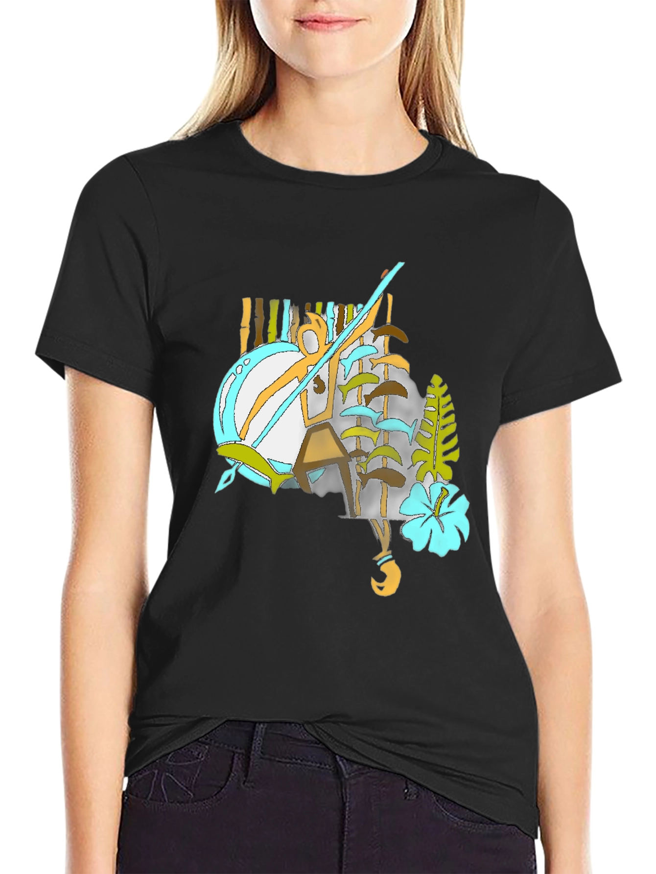 Tropical Graphic Tee - Black Casual Style