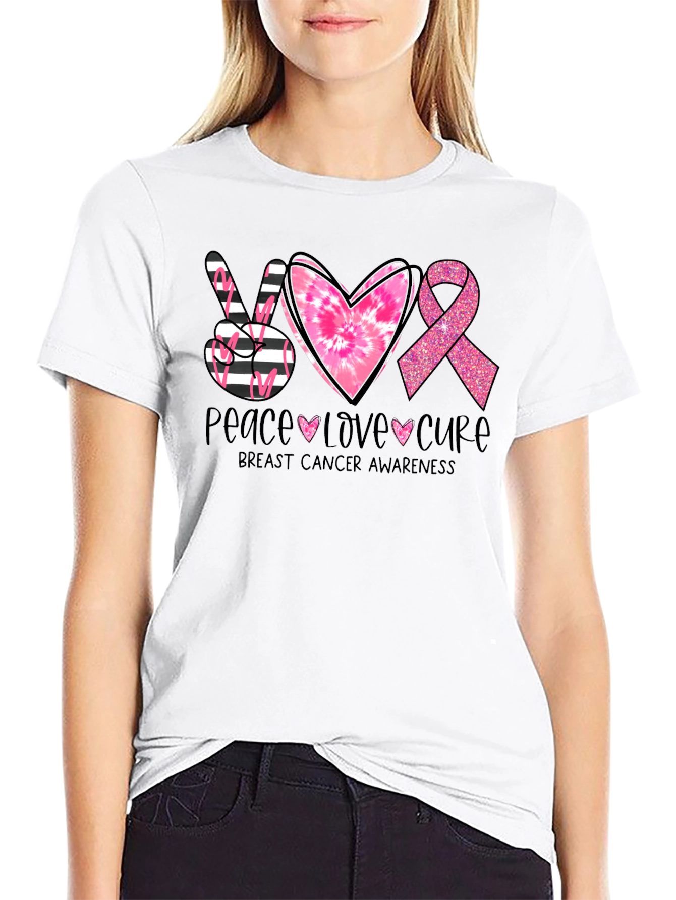 Breast Cancer Awareness T-Shirt - Peace Love Cure