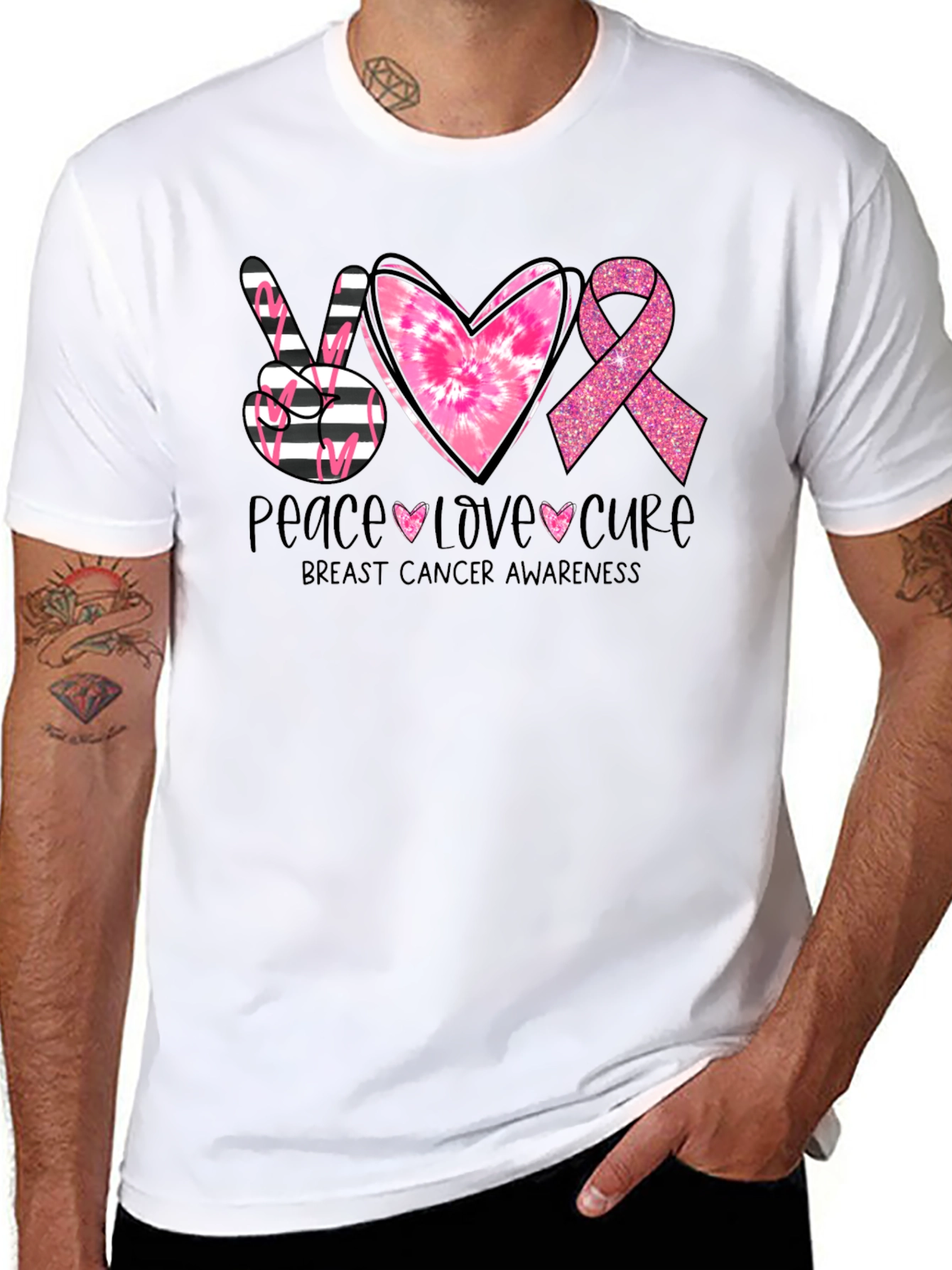 Breast Cancer Awareness T-Shirt - Peace Love Cure