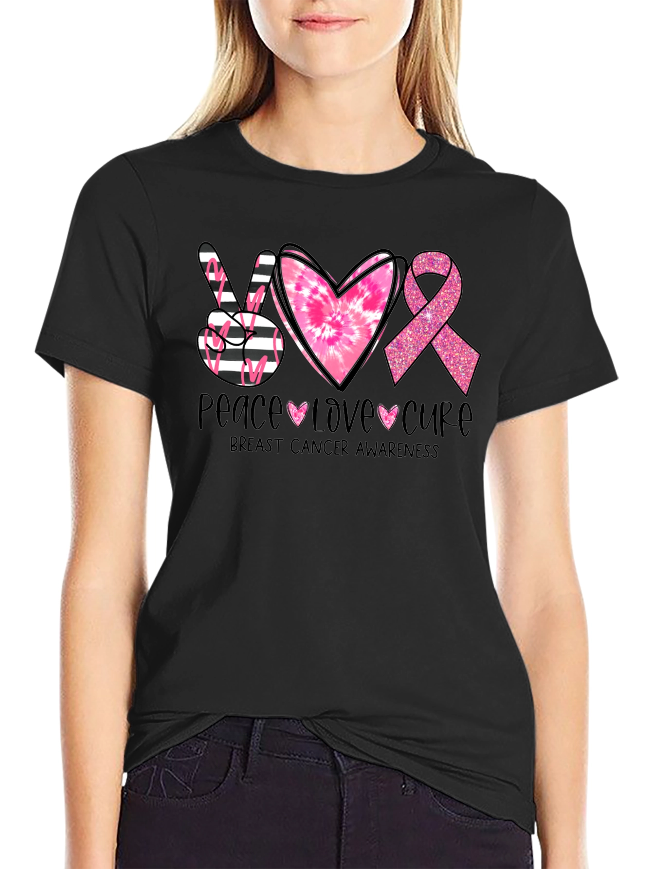 Breast Cancer Awareness T-Shirt - Peace Love Cure