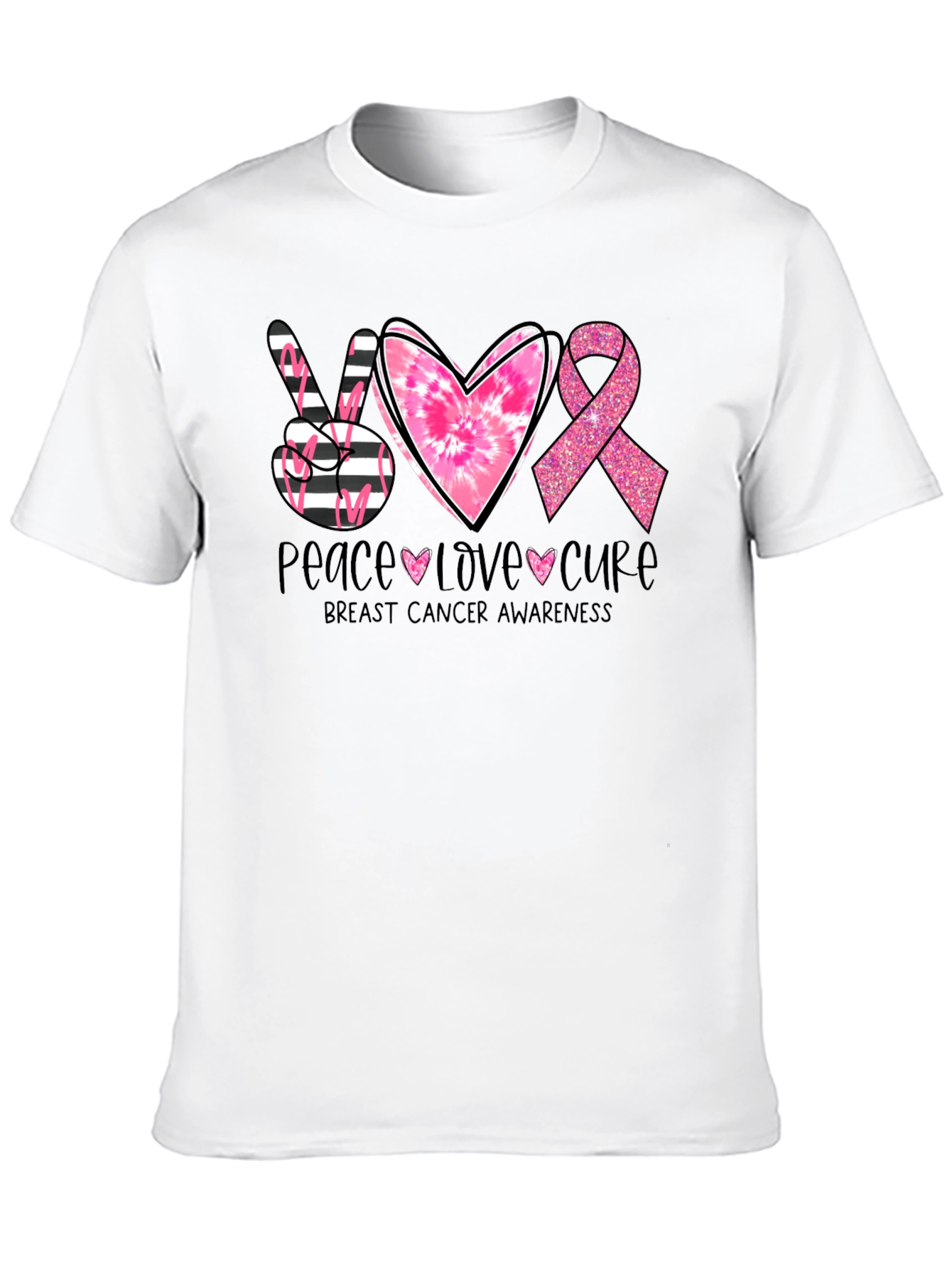 Breast Cancer Awareness T-Shirt - Peace Love Cure
