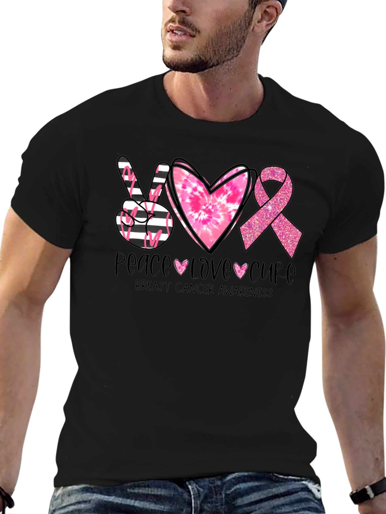 Breast Cancer Awareness T-Shirt - Peace Love Cure