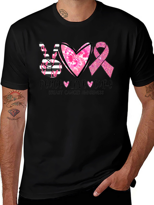 Breast Cancer Awareness T-Shirt - Peace Love Cure