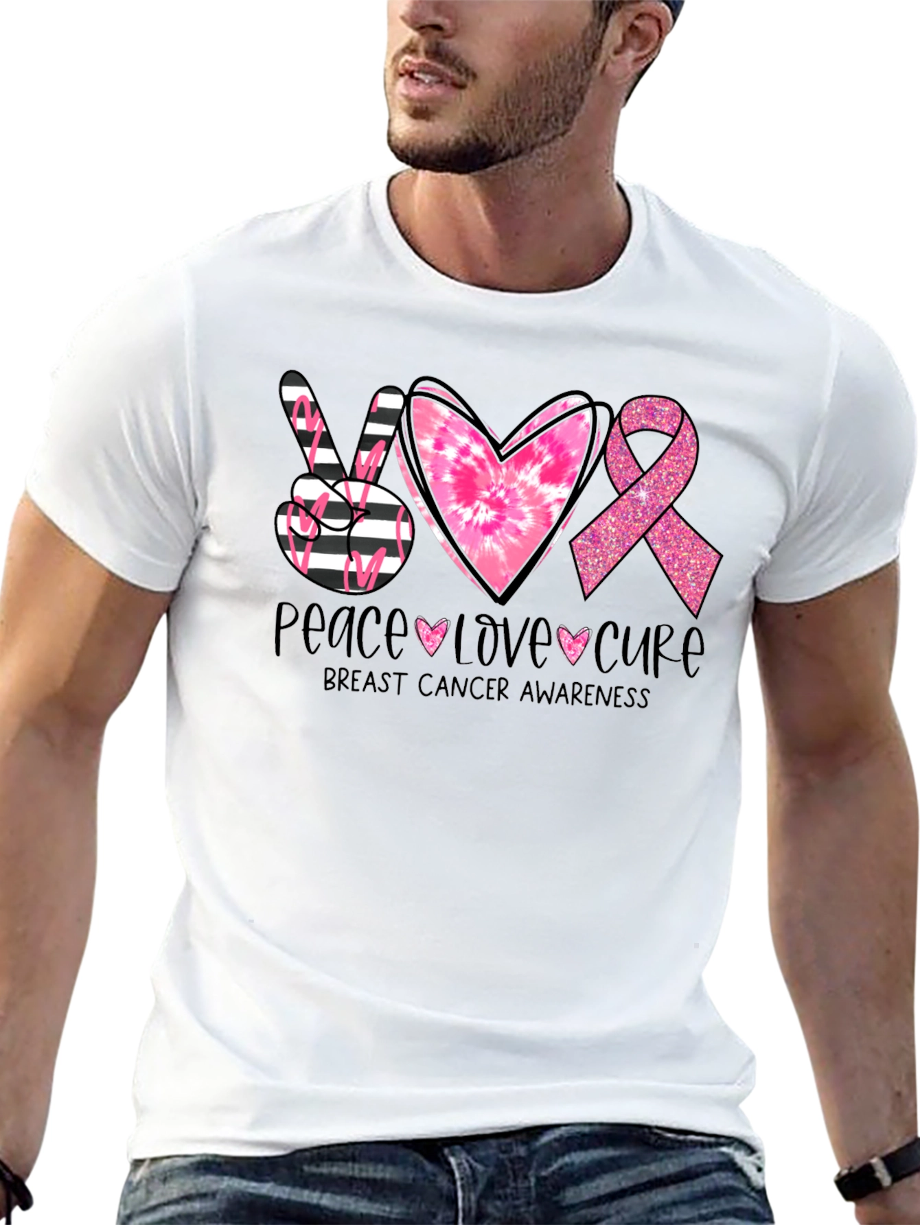 Breast Cancer Awareness T-Shirt - Peace Love Cure