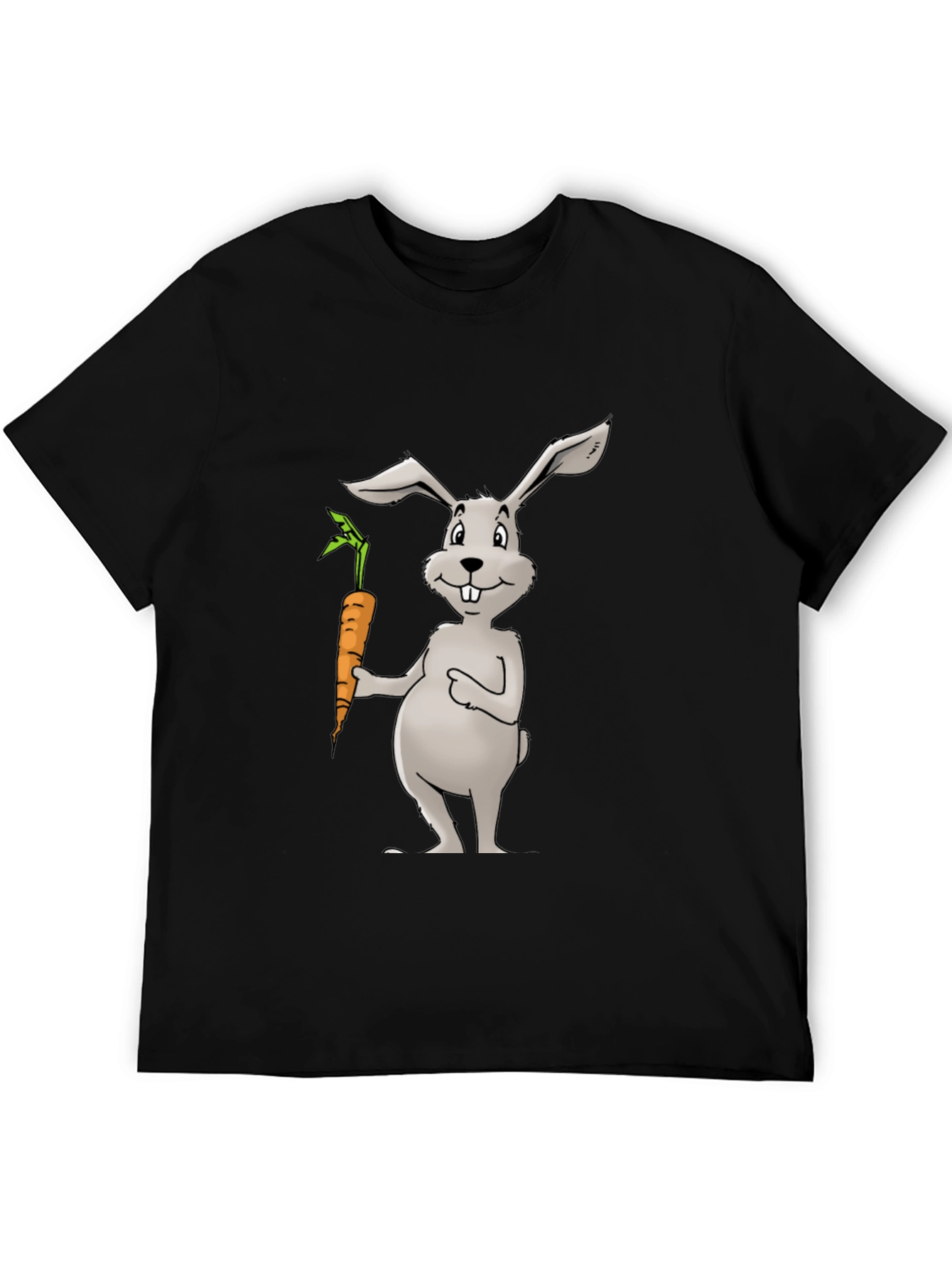 Bunny & Carrot Graphic Tee - Black Cotton T-Shirt