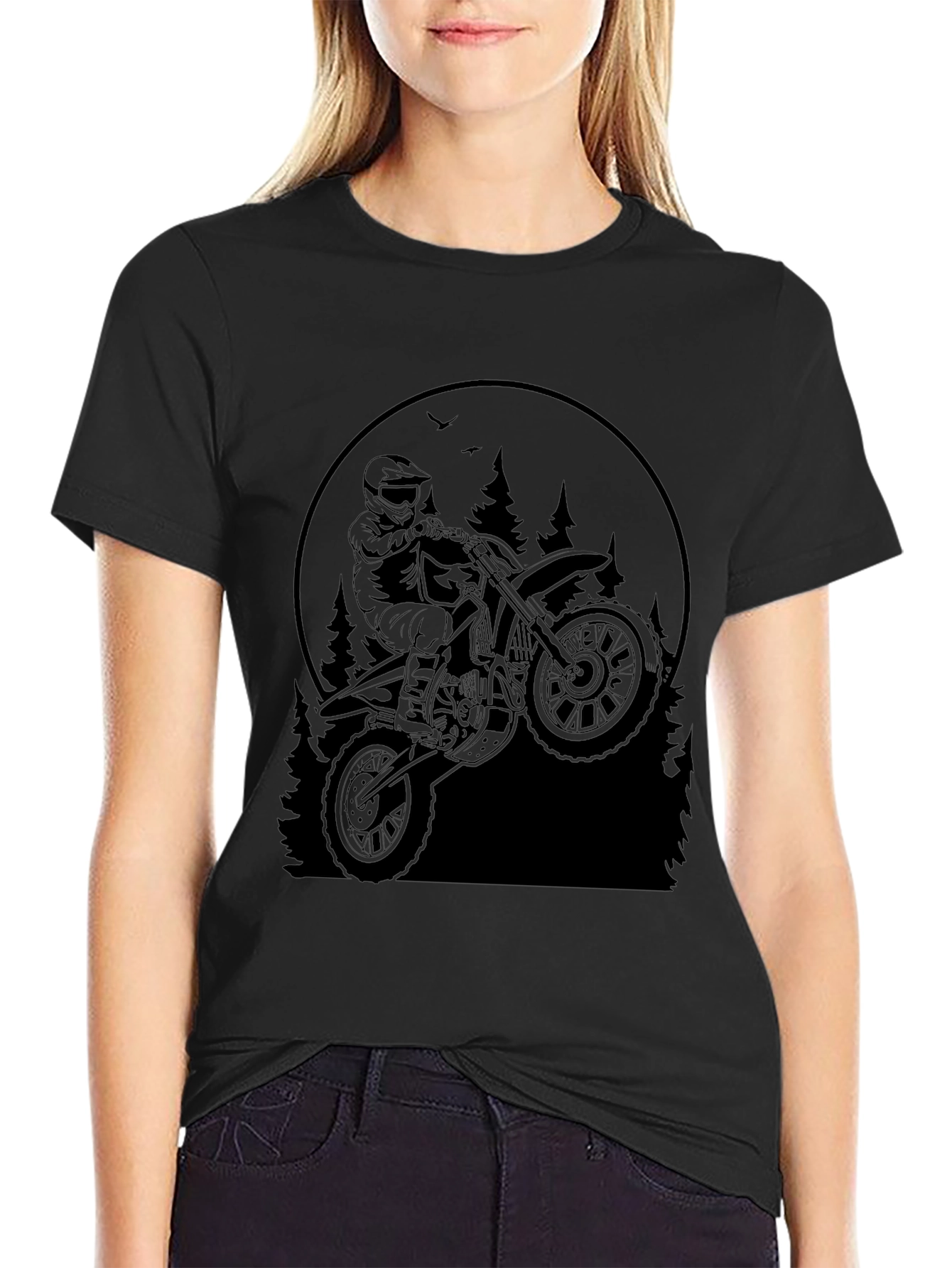 Dirt Bike Rider Graphic Tee - Black T-Shirt