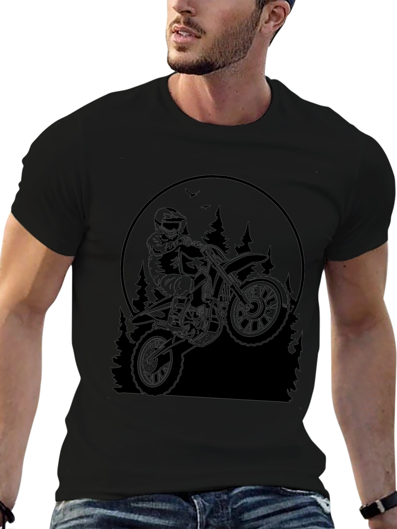 Dirt Bike Rider Graphic Tee - Black T-Shirt