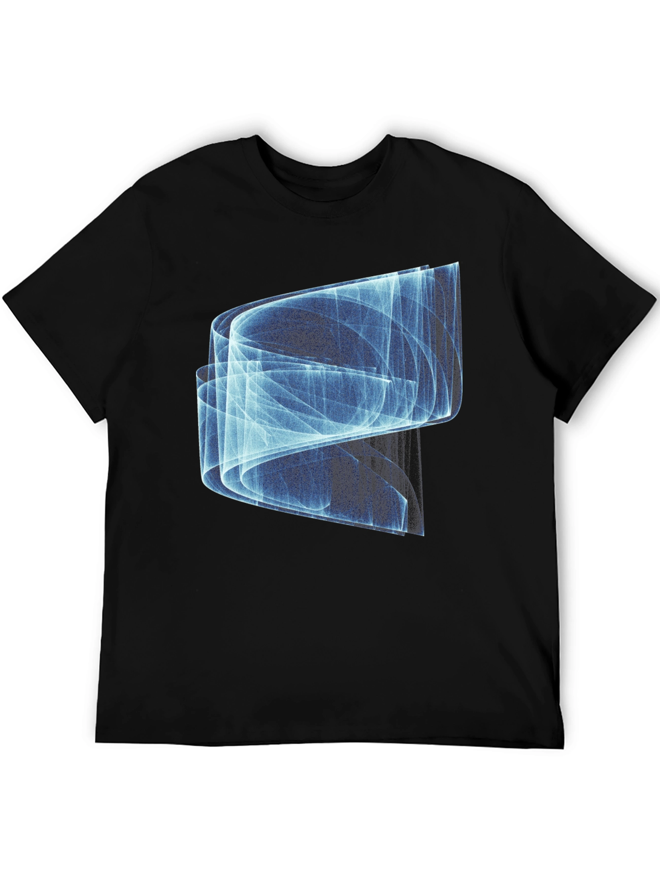 Abstract Blue Graphic Print Black T-Shirt