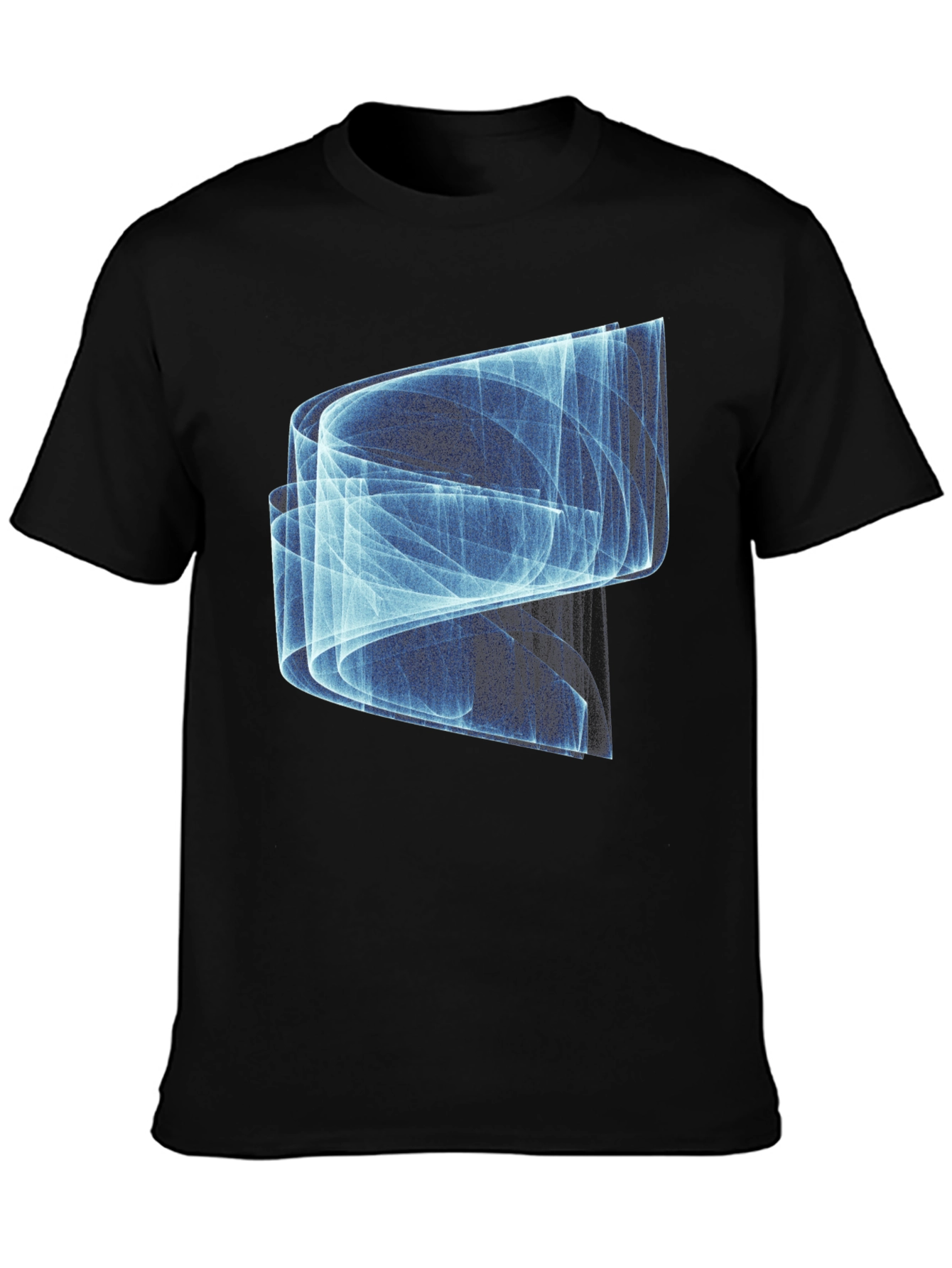 Abstract Blue Graphic Print Black T-Shirt