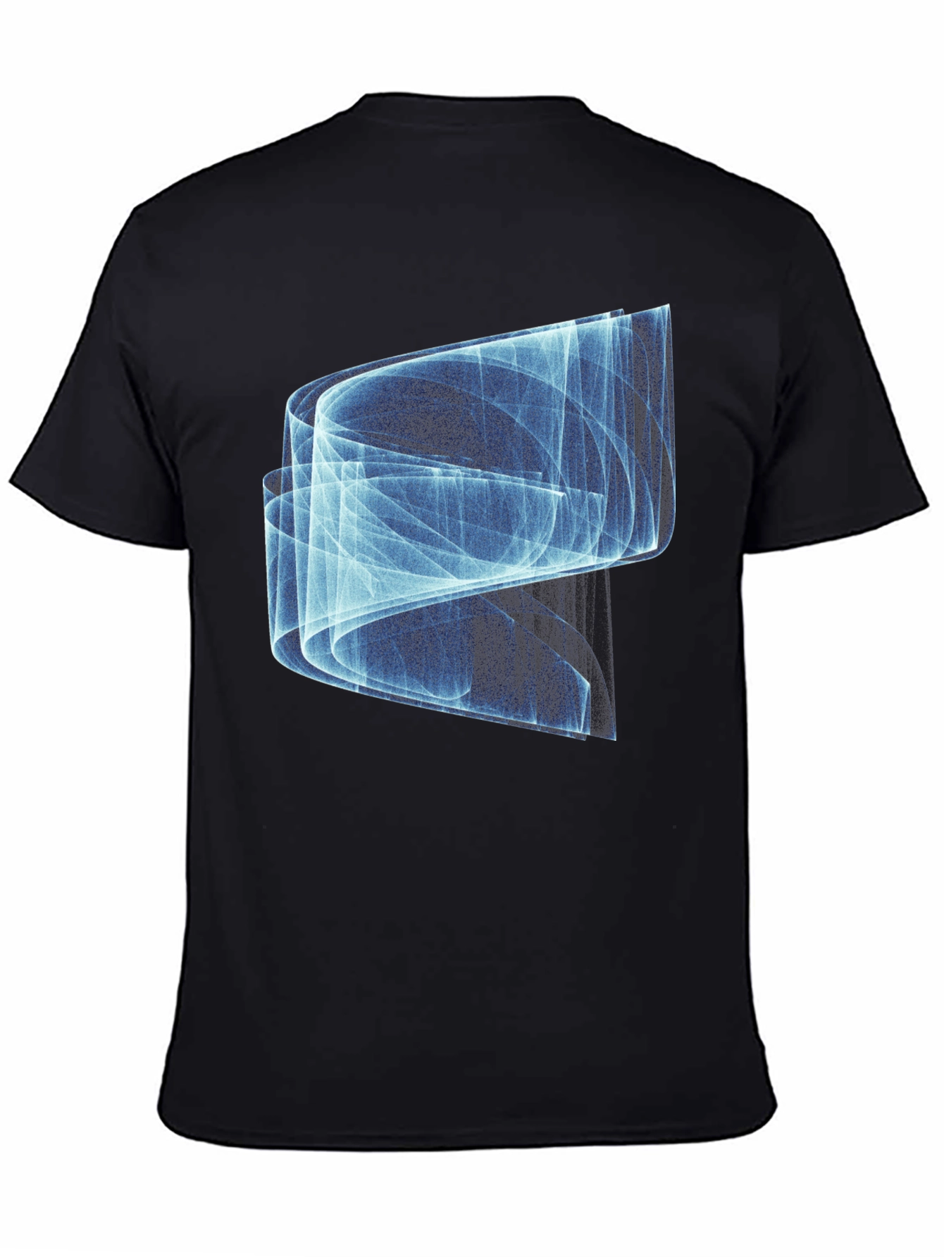 Abstract Blue Graphic Print Black T-Shirt