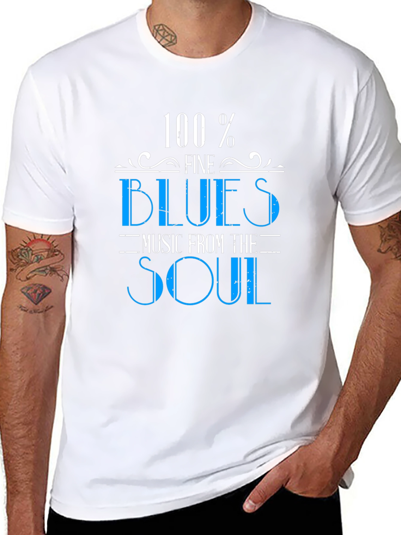 100% Fine Blues Music From the Soul Black Tee