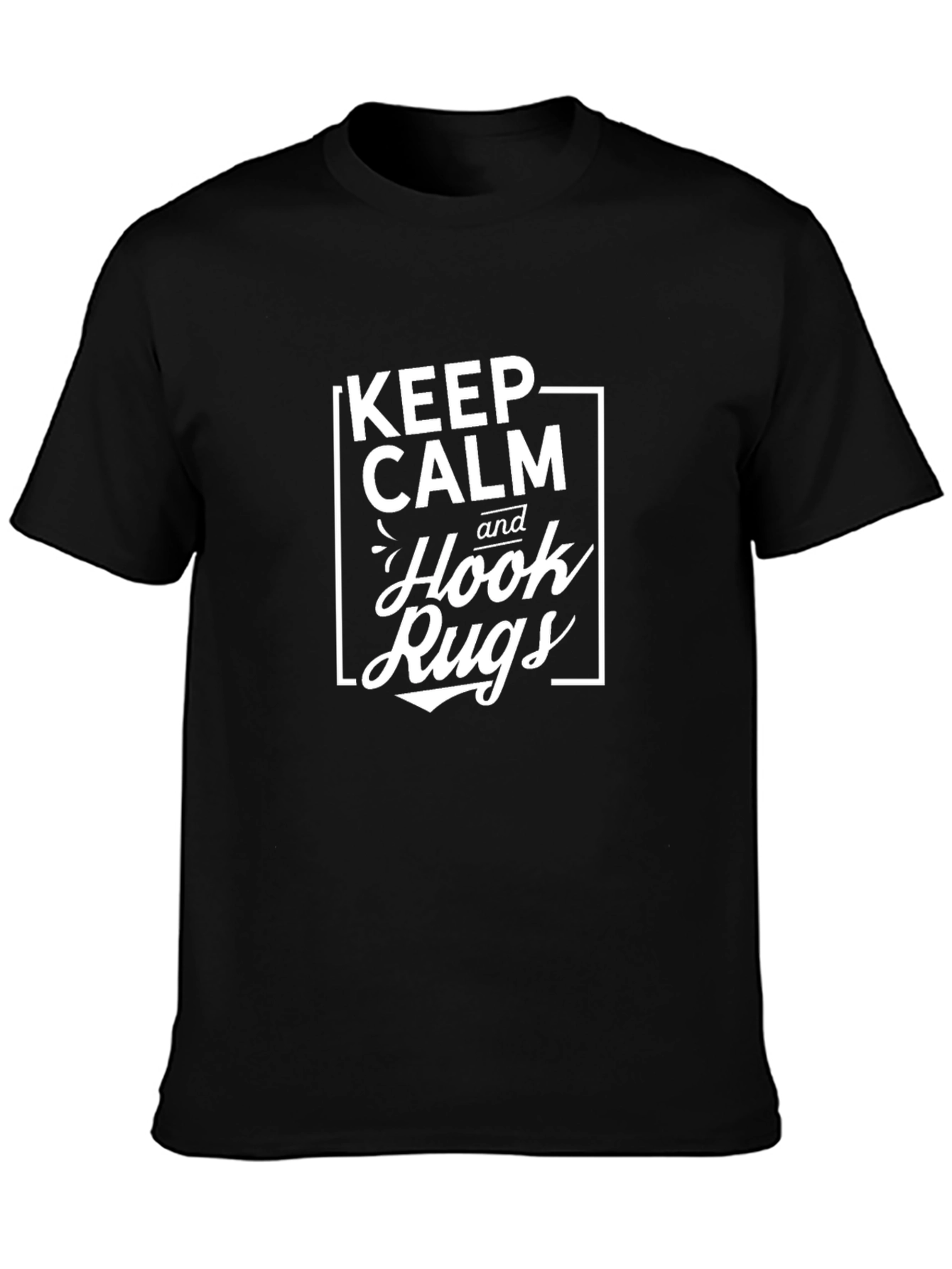 Keep Calm Hook Rugs Black T-Shirt