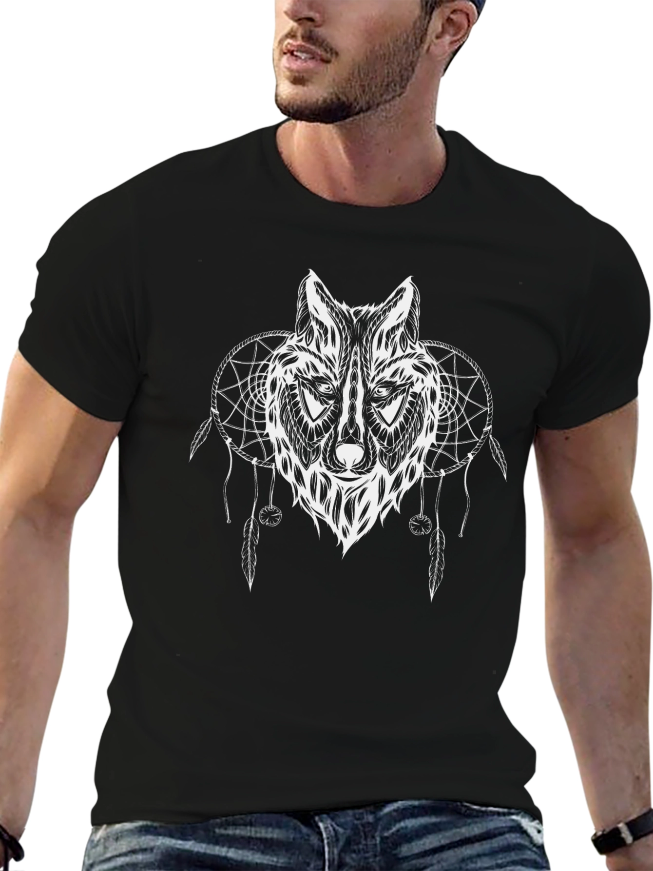 Wolf Dreamcatcher Black Graphic Tee