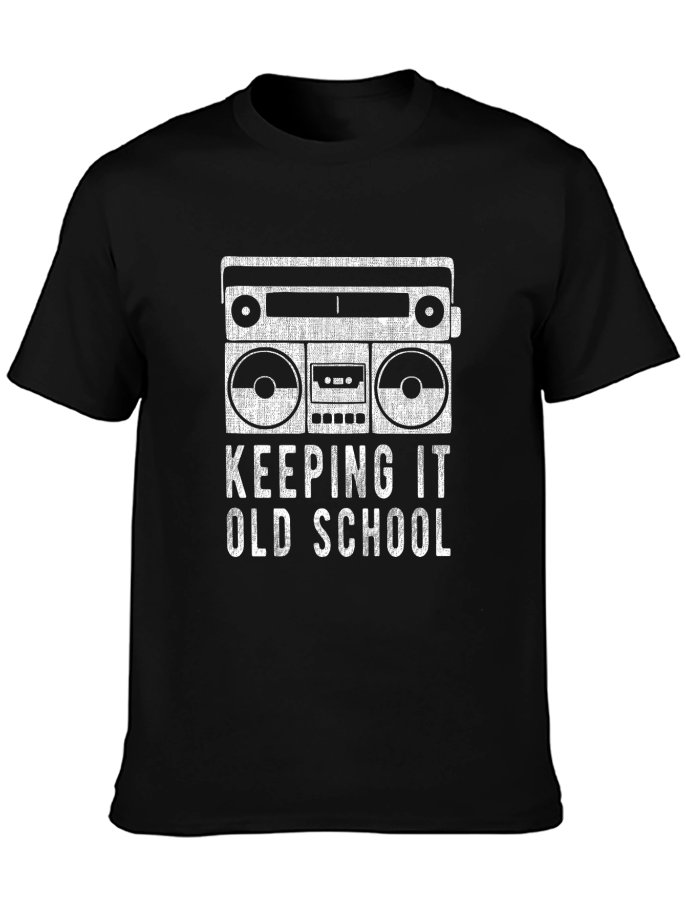 Retro Boombox Keeping It Old School Black T-Shirt