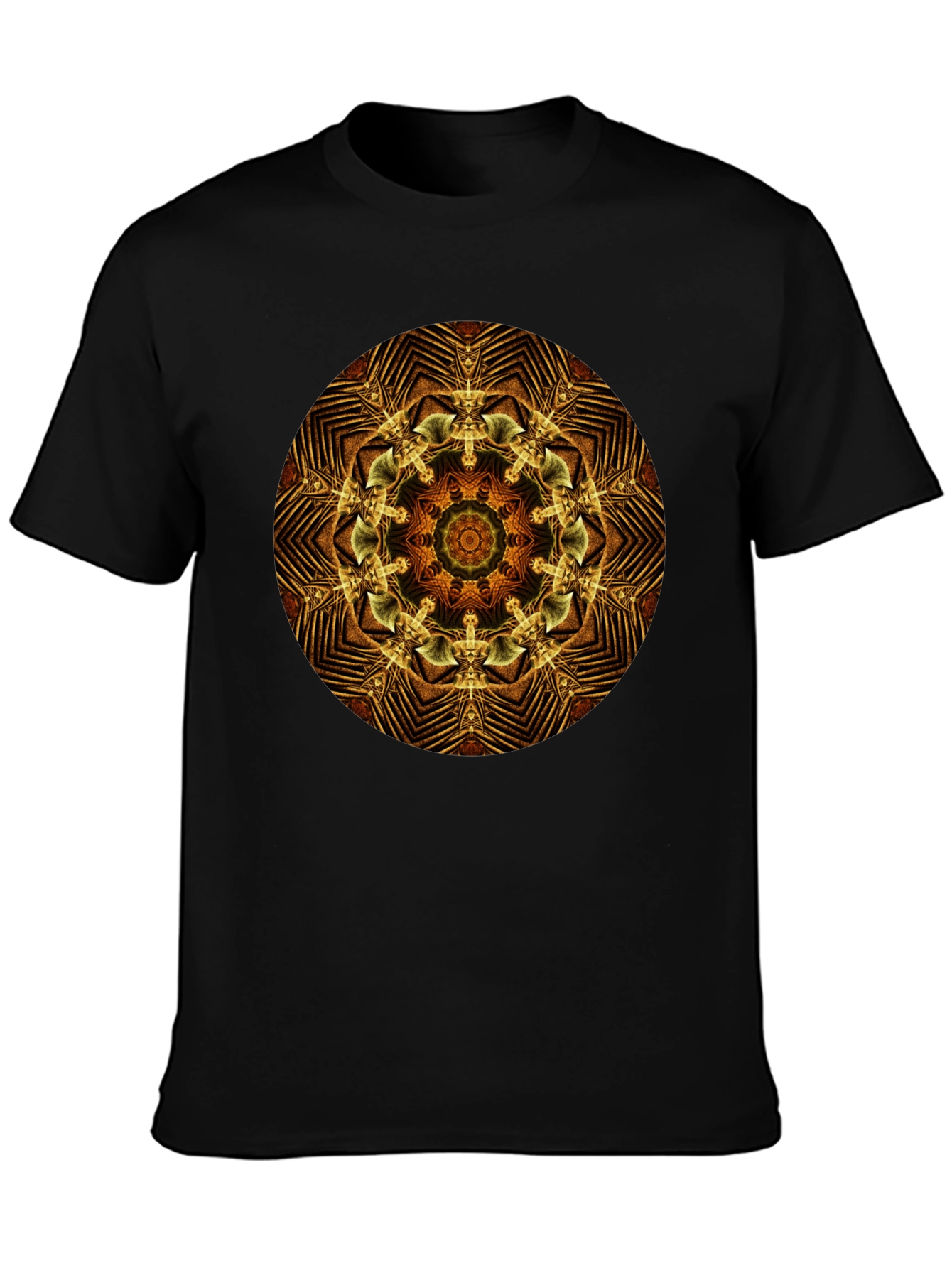 Geometric Mandala Graphic Tee - Black