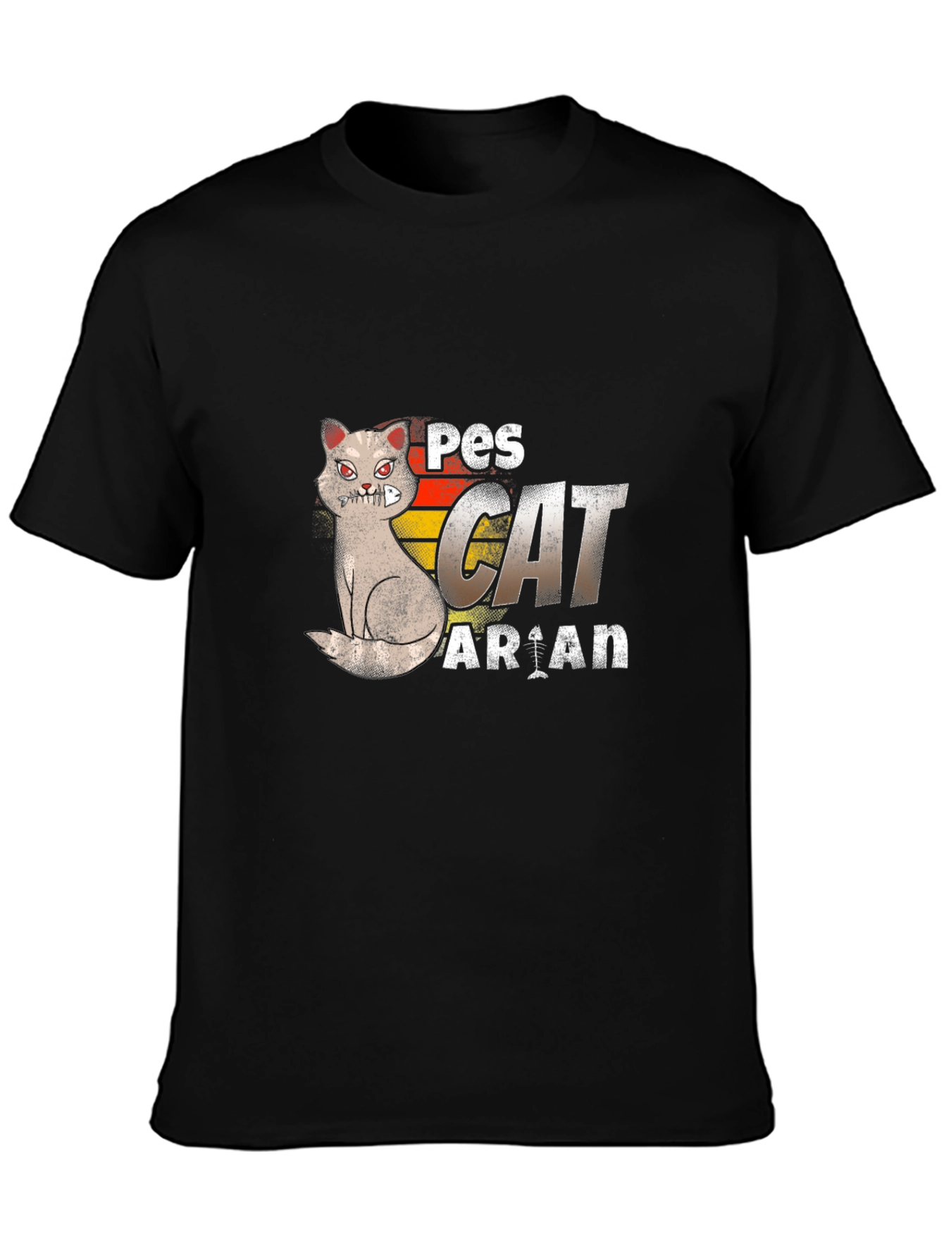 Pescatarian Cat T-Shirt Funny Seafood Lover Tee