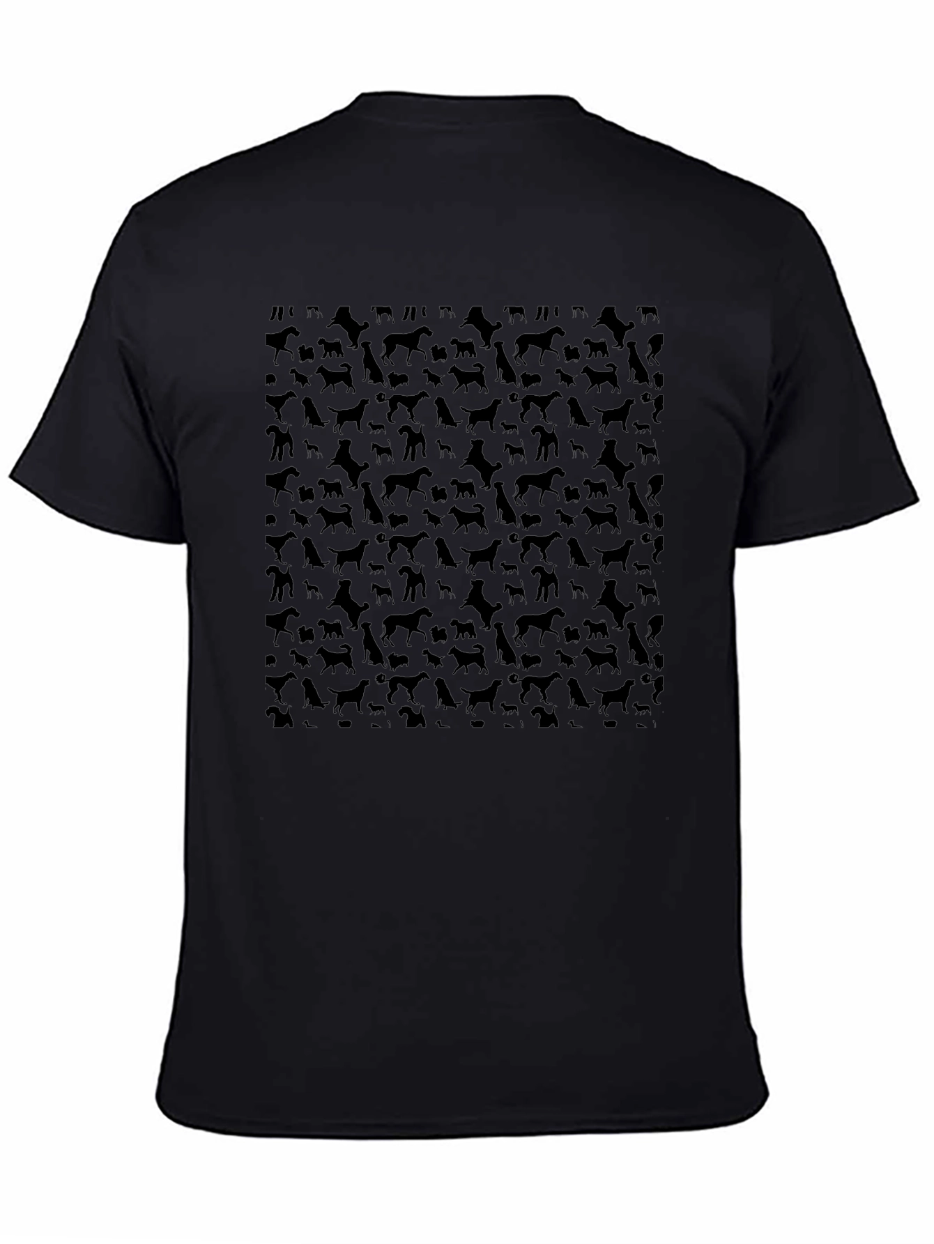 Dog Silhouette Pattern Black T-Shirt