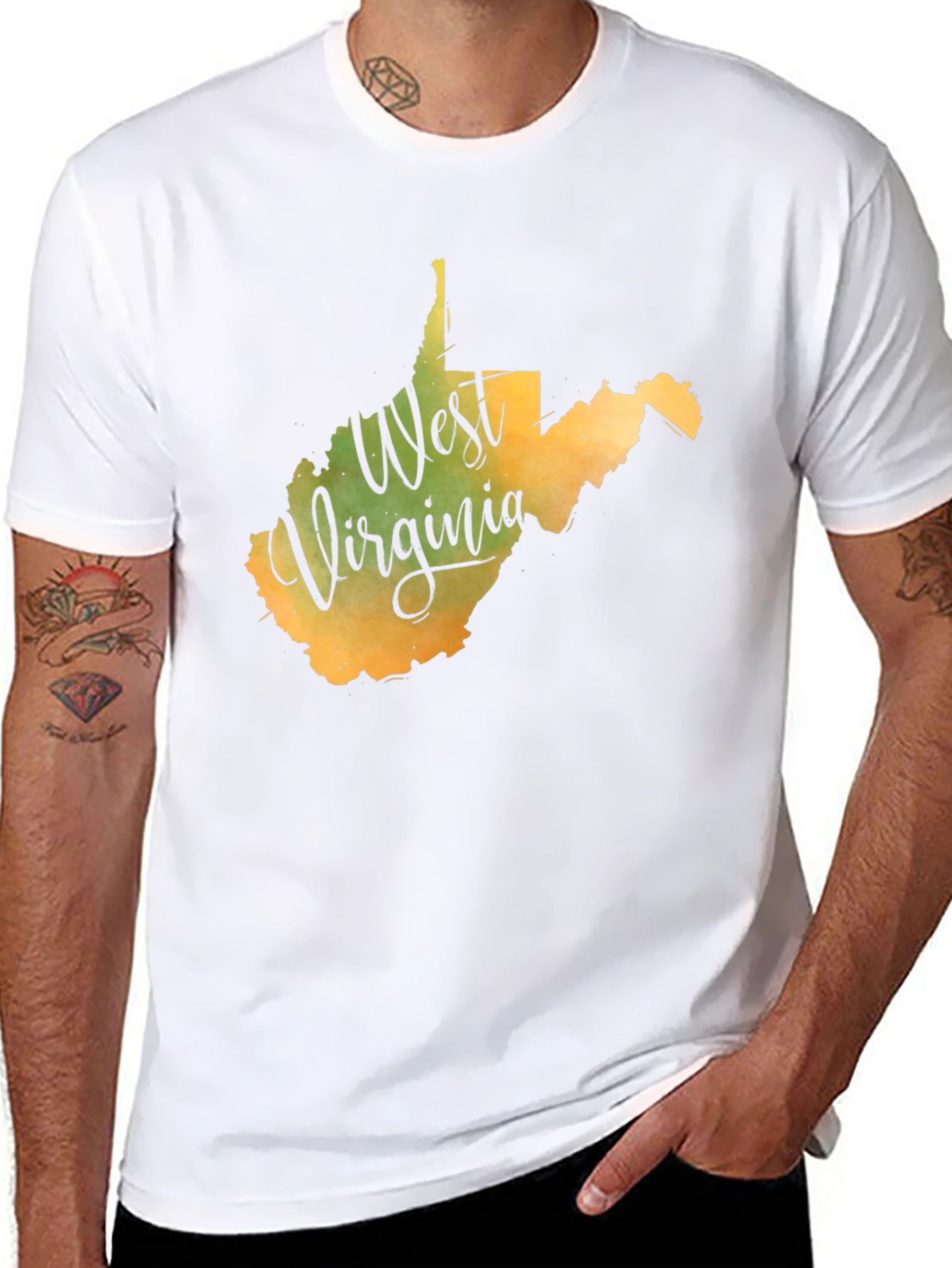 West Virginia State Map T-Shirt - Black
