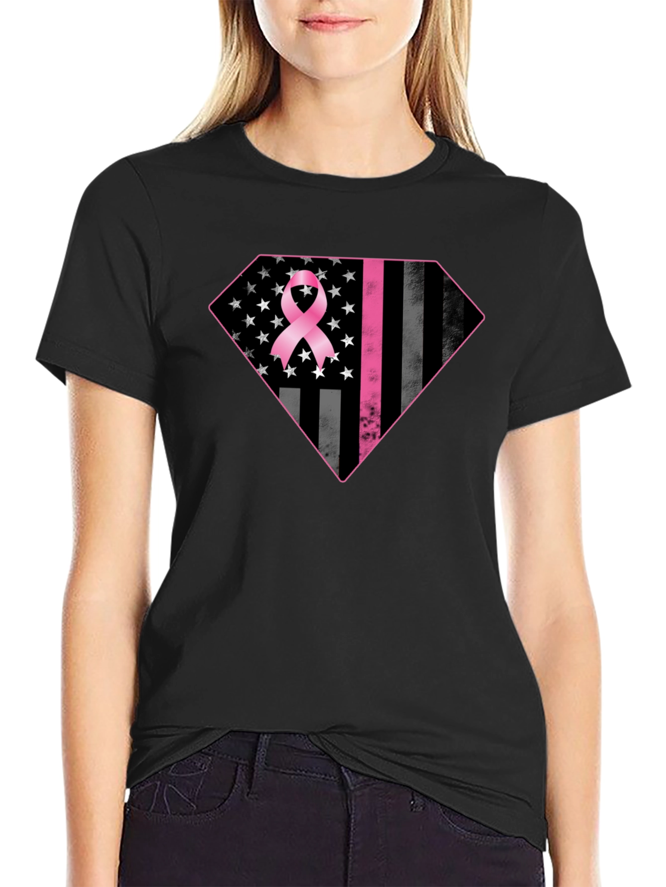 Breast Cancer Awareness Flag Graphic Tee