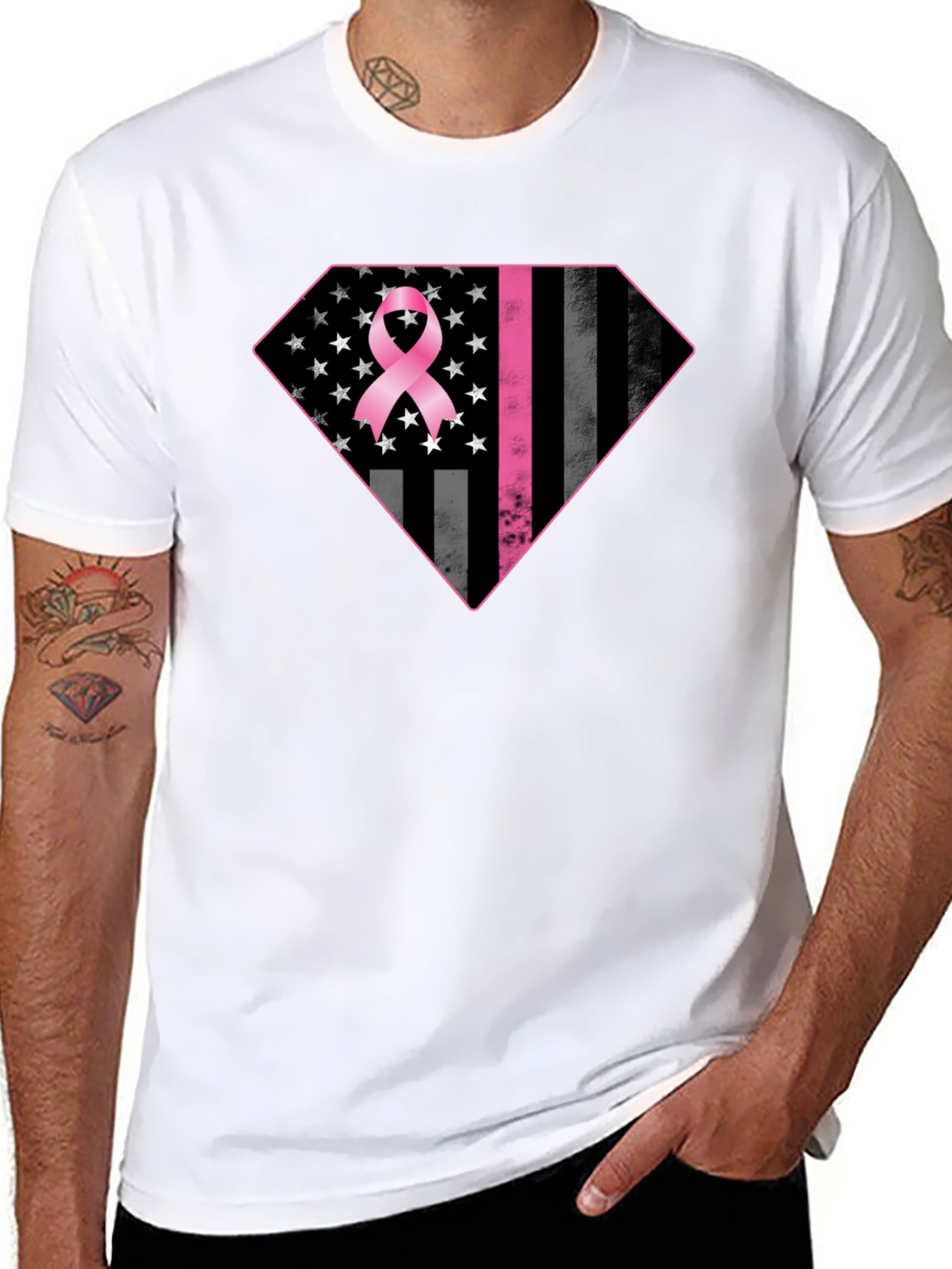 Breast Cancer Awareness Flag Graphic Tee