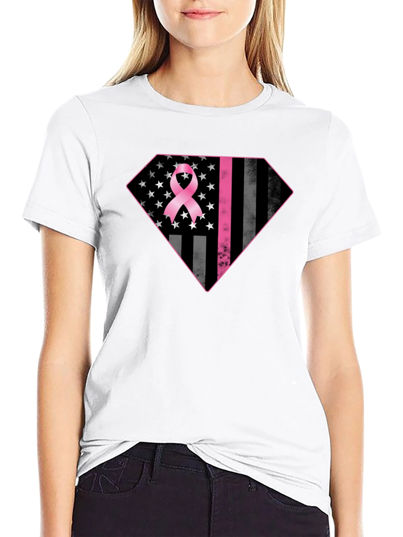 Breast Cancer Awareness Flag Graphic Tee
