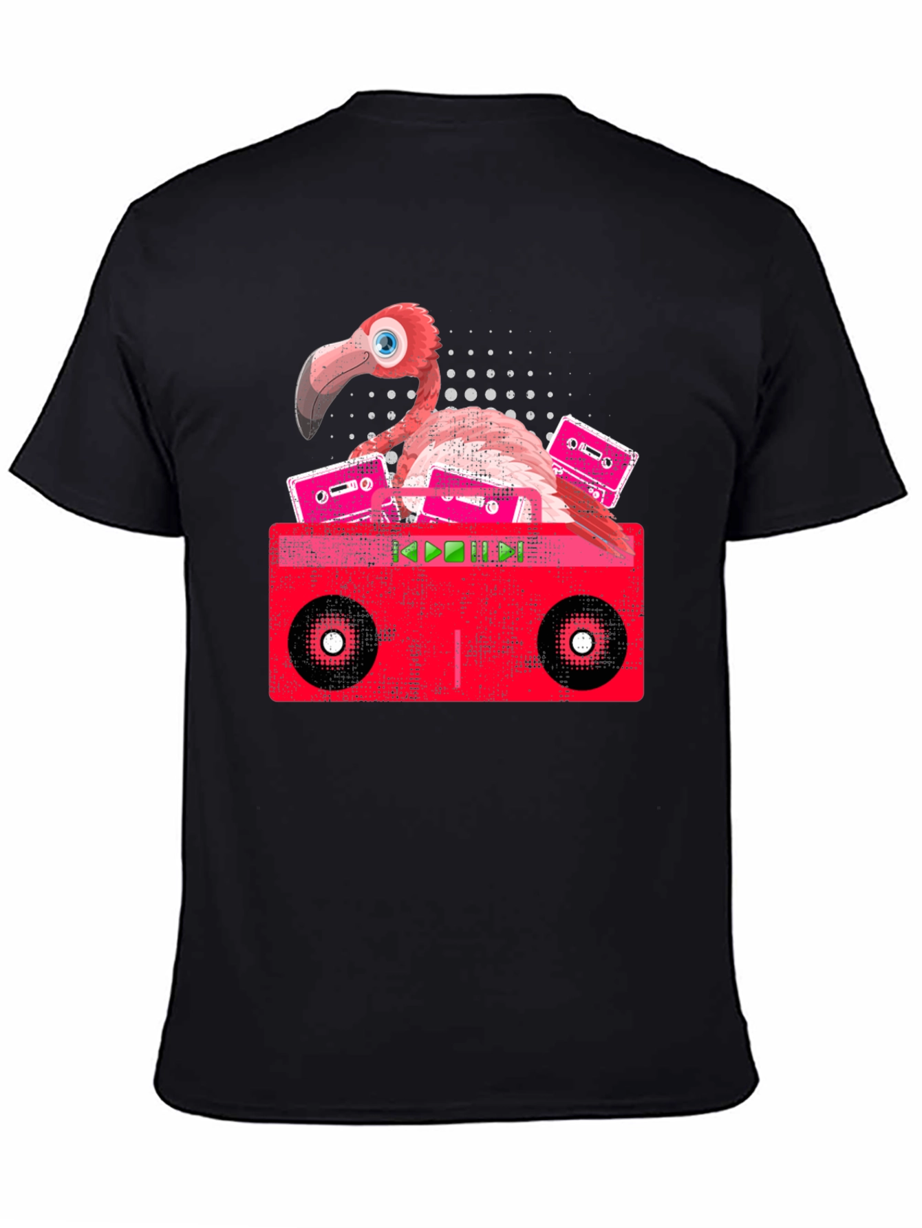 Retro Flamingo Boombox Graphic Tee