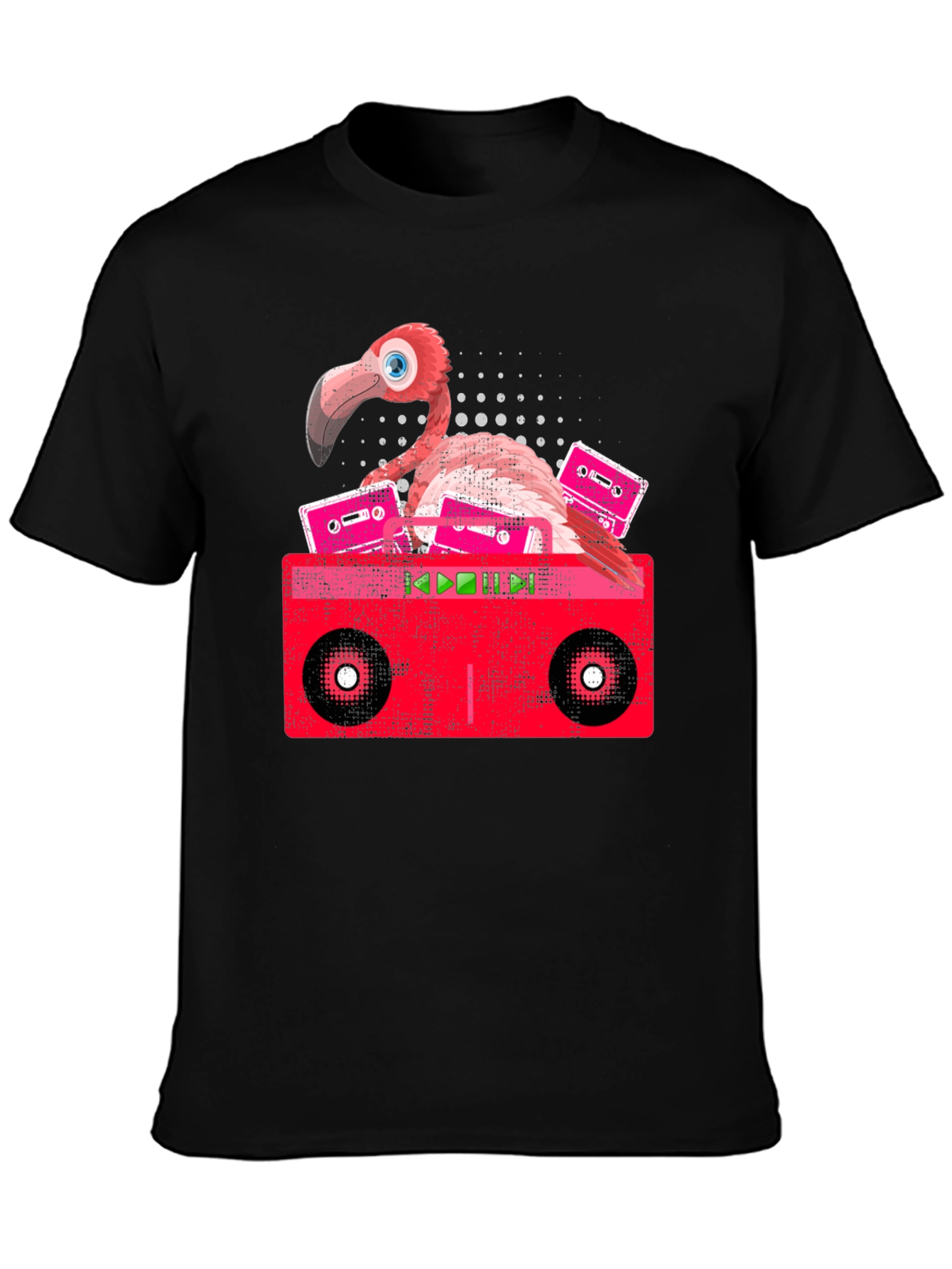 Retro Flamingo Boombox Graphic Tee