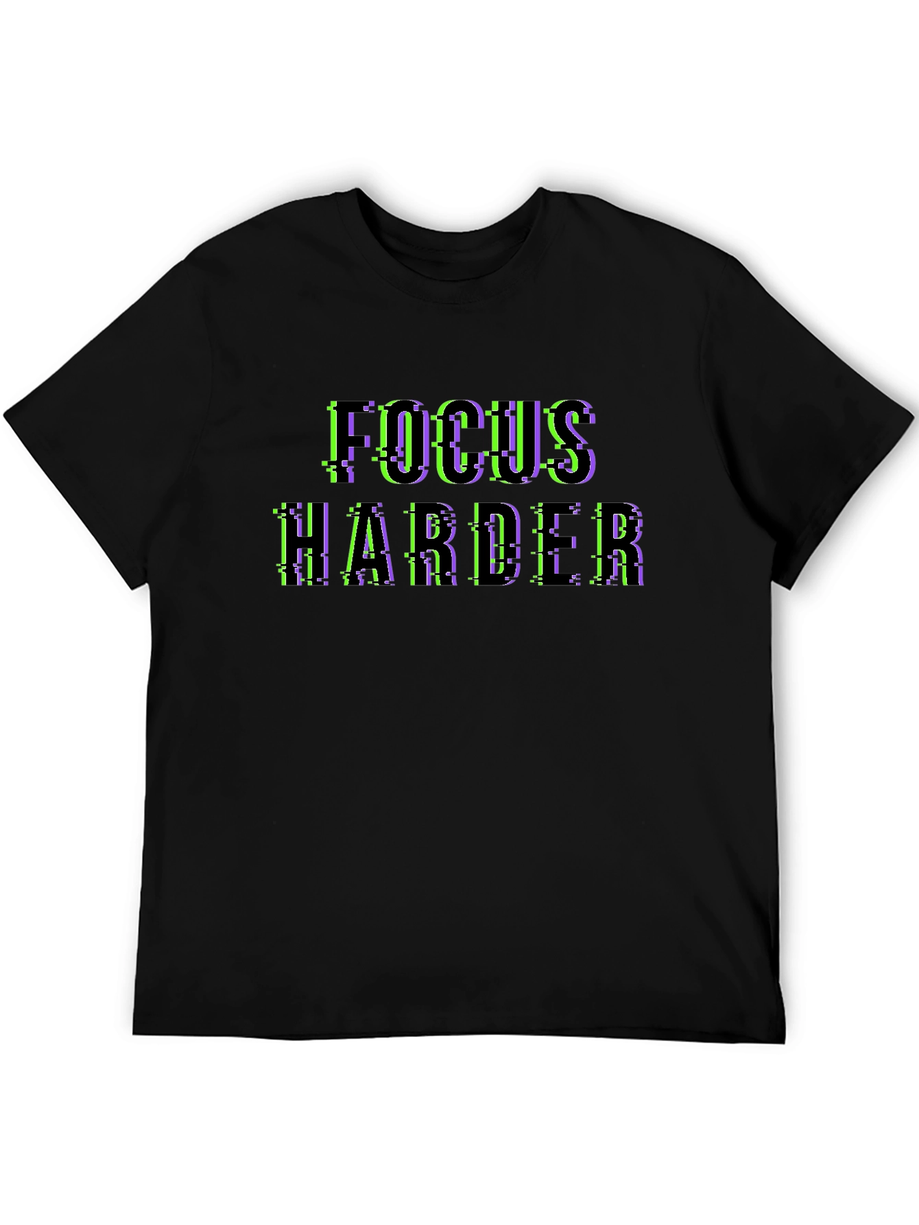 Focus Harder Glitch Black T-Shirt
