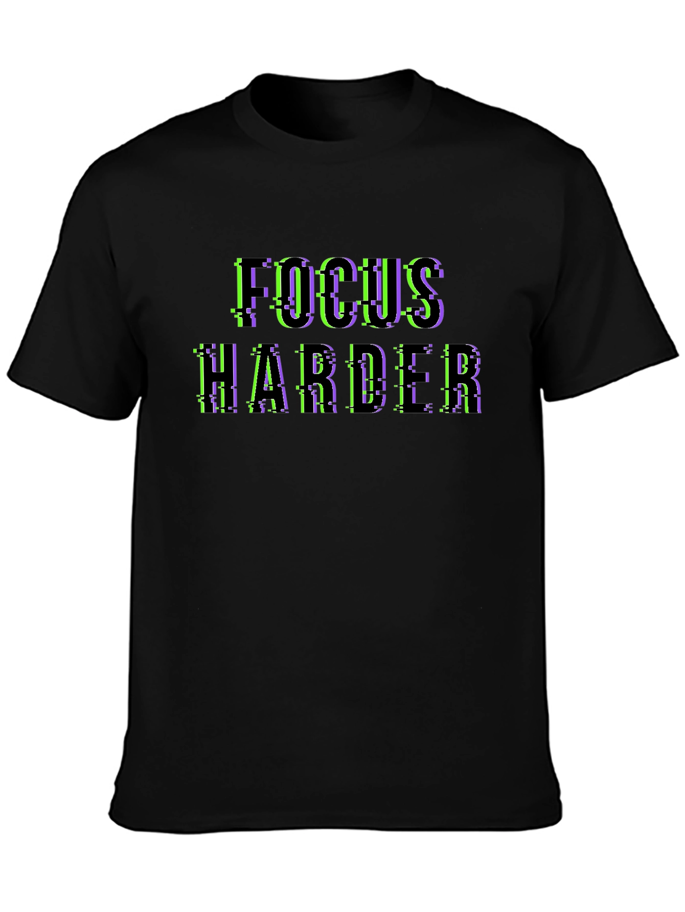 Focus Harder Glitch Black T-Shirt