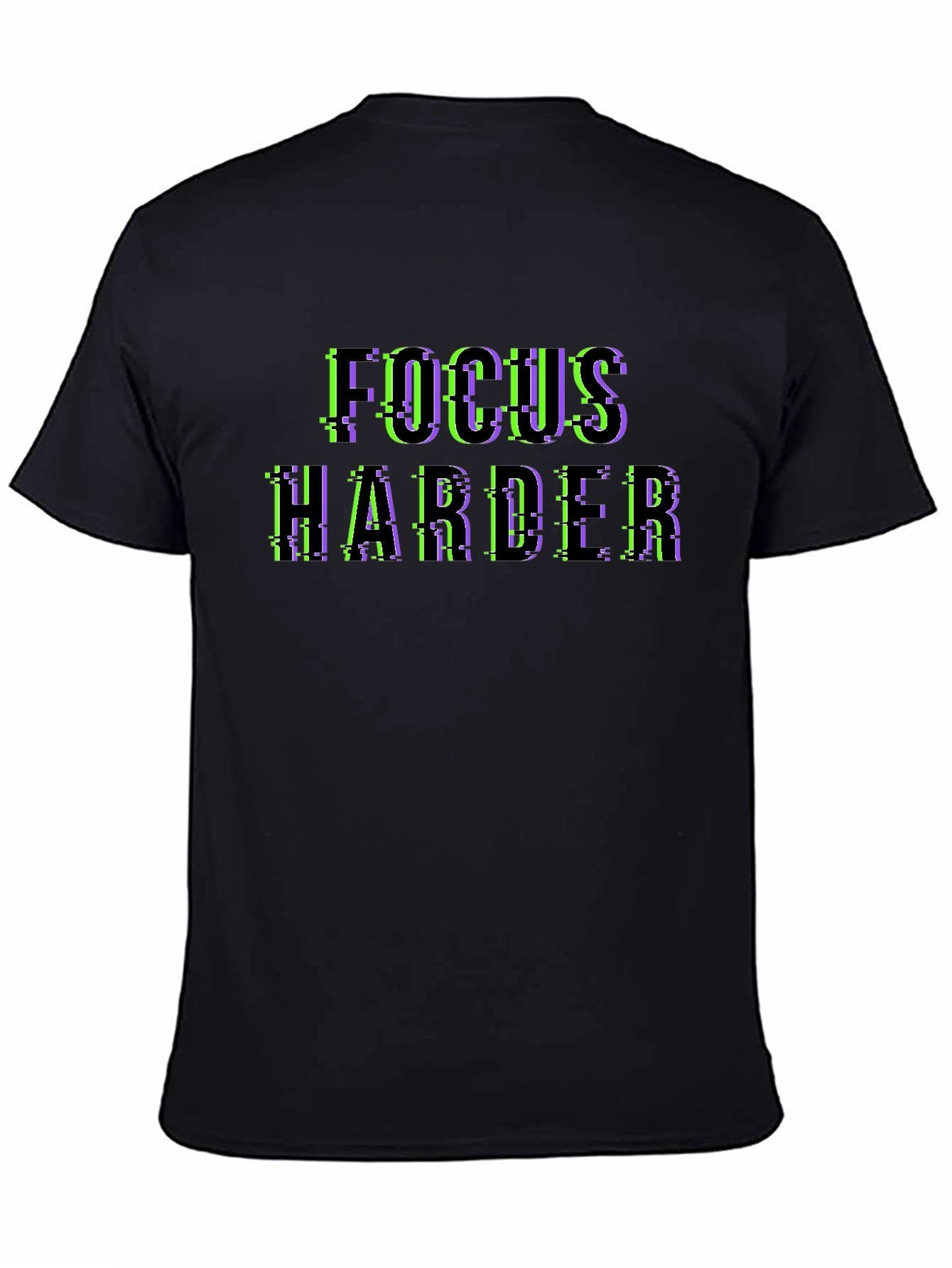Focus Harder Glitch Black T-Shirt