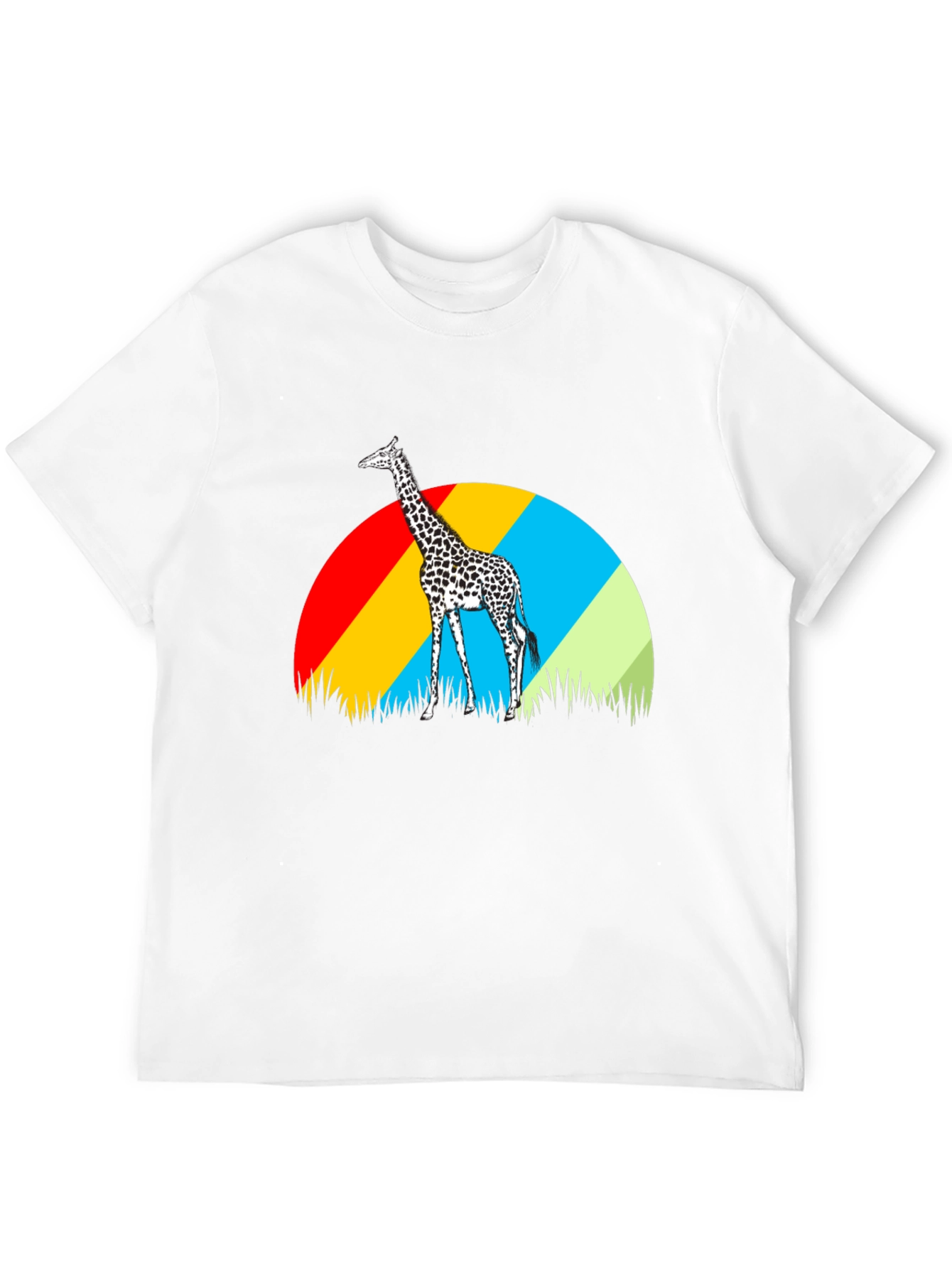 Giraffe Sunset Graphic Tee - Black Cotton T-Shirt