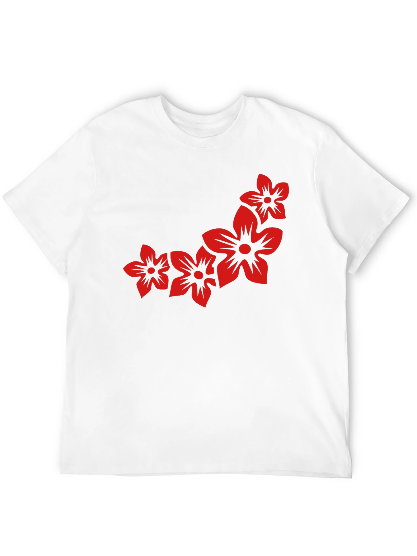 Floral Print Black Casual Tee