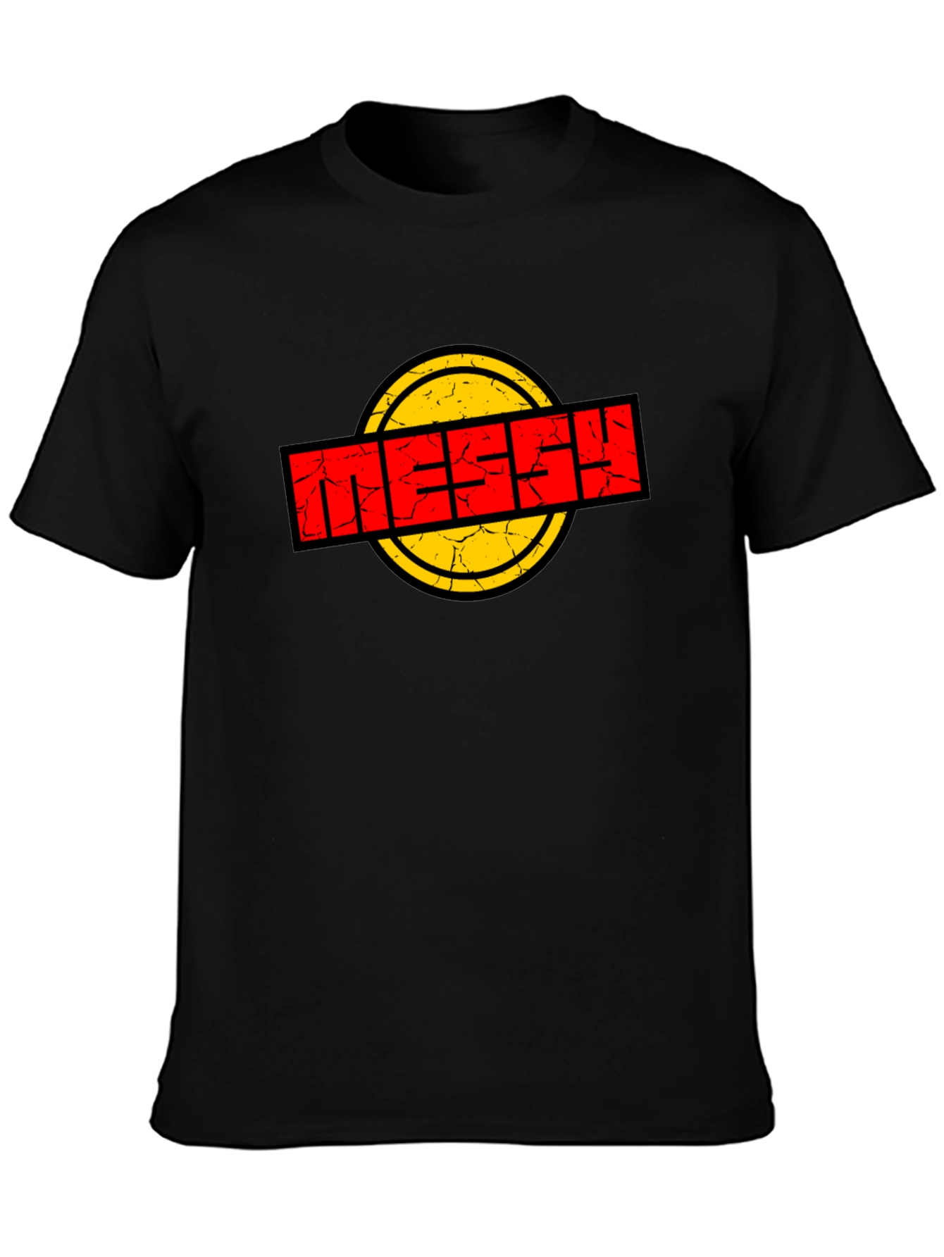 Messy Logo Graphic Tee - Black Cotton T-Shirt