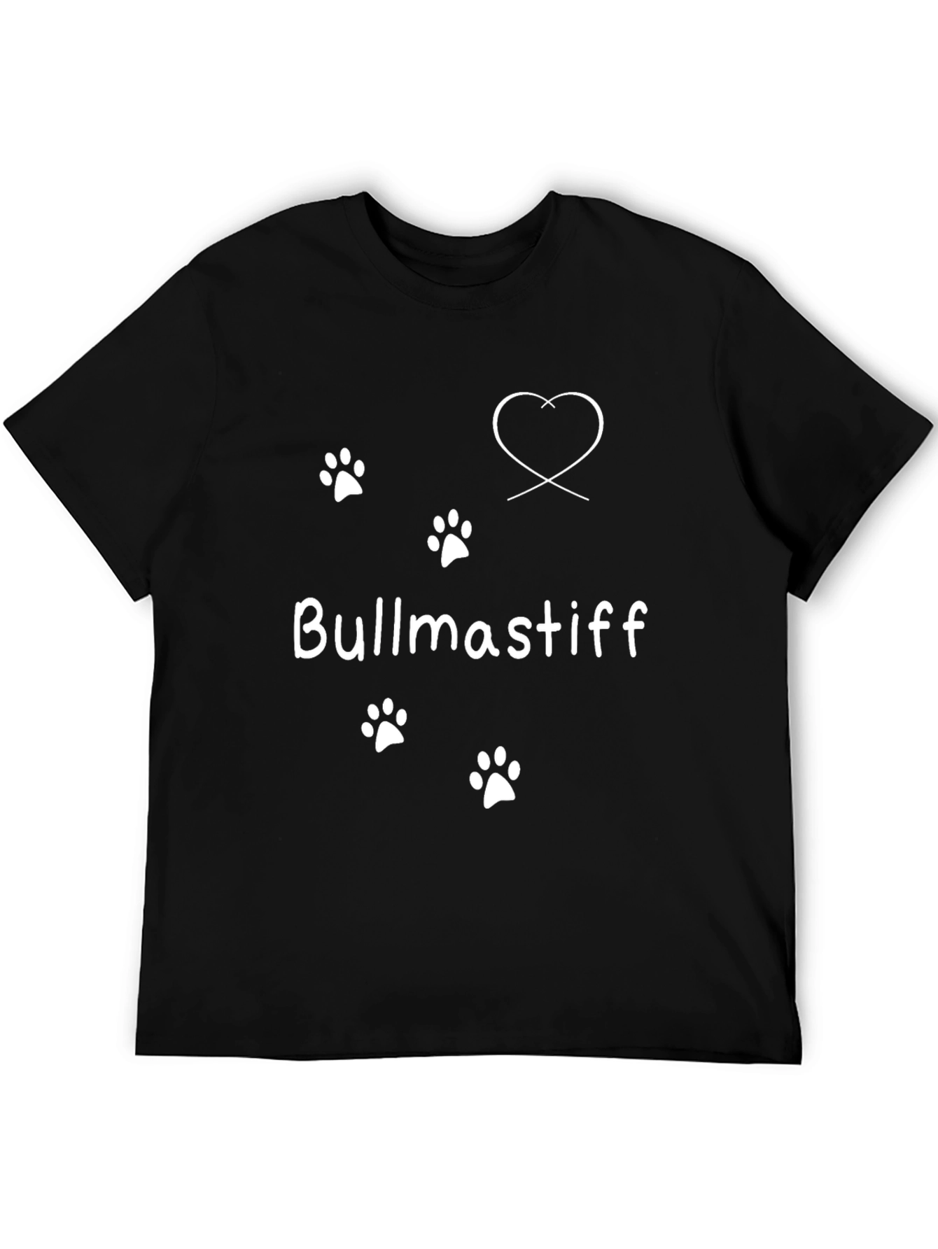 Bullmastiff Dog Paw Print Heart T-Shirt