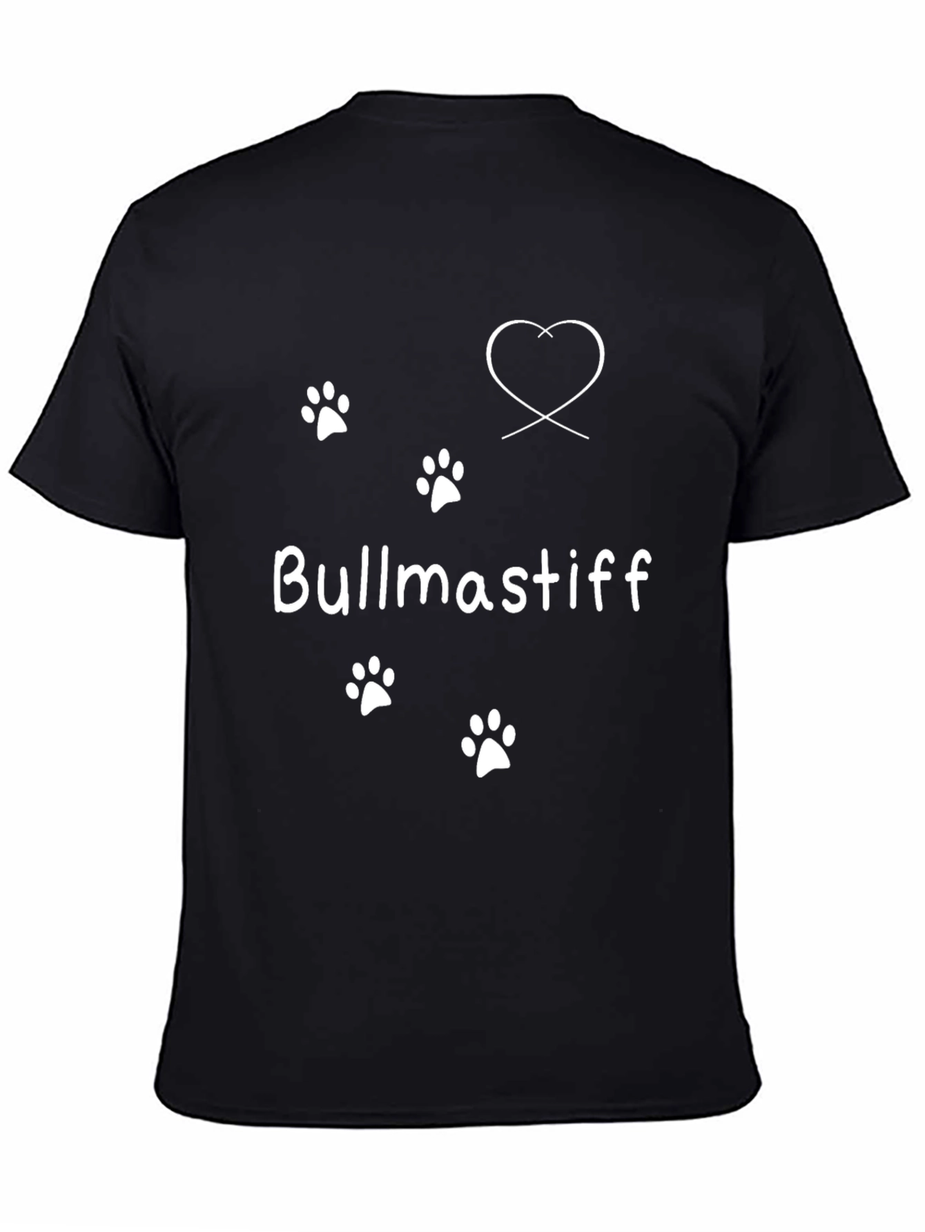 Bullmastiff Dog Paw Print Heart T-Shirt