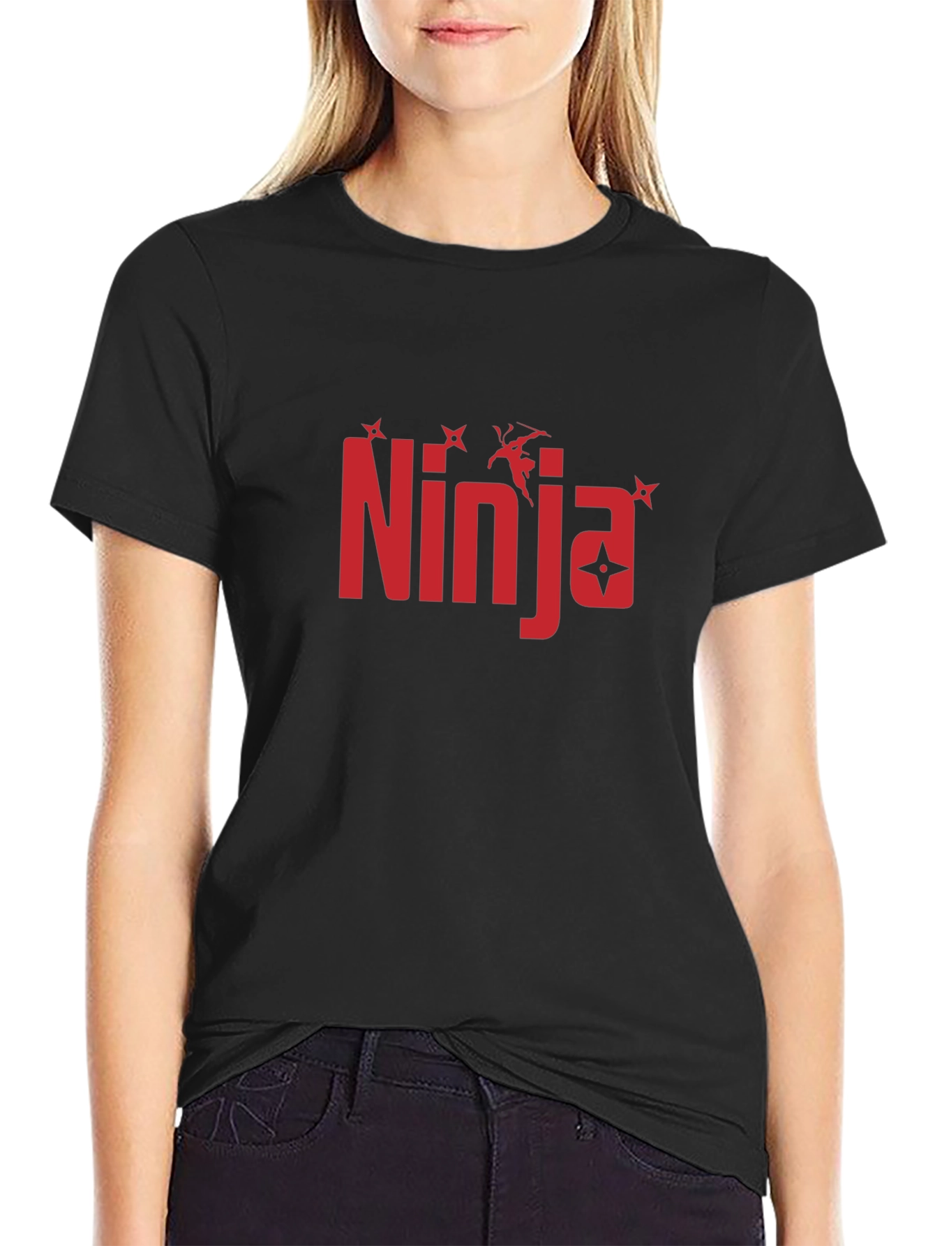 Ninja Graphic Print Black T-Shirt