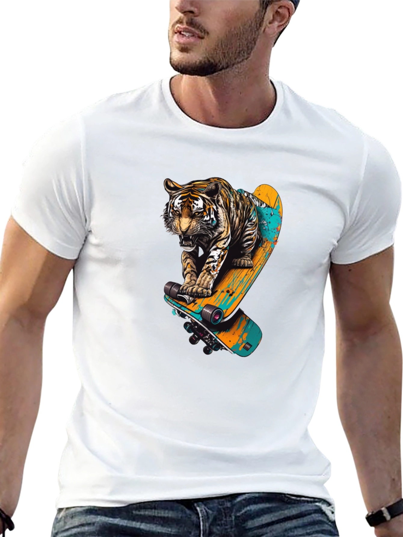 Tiger Skateboard Graphic T-Shirt
