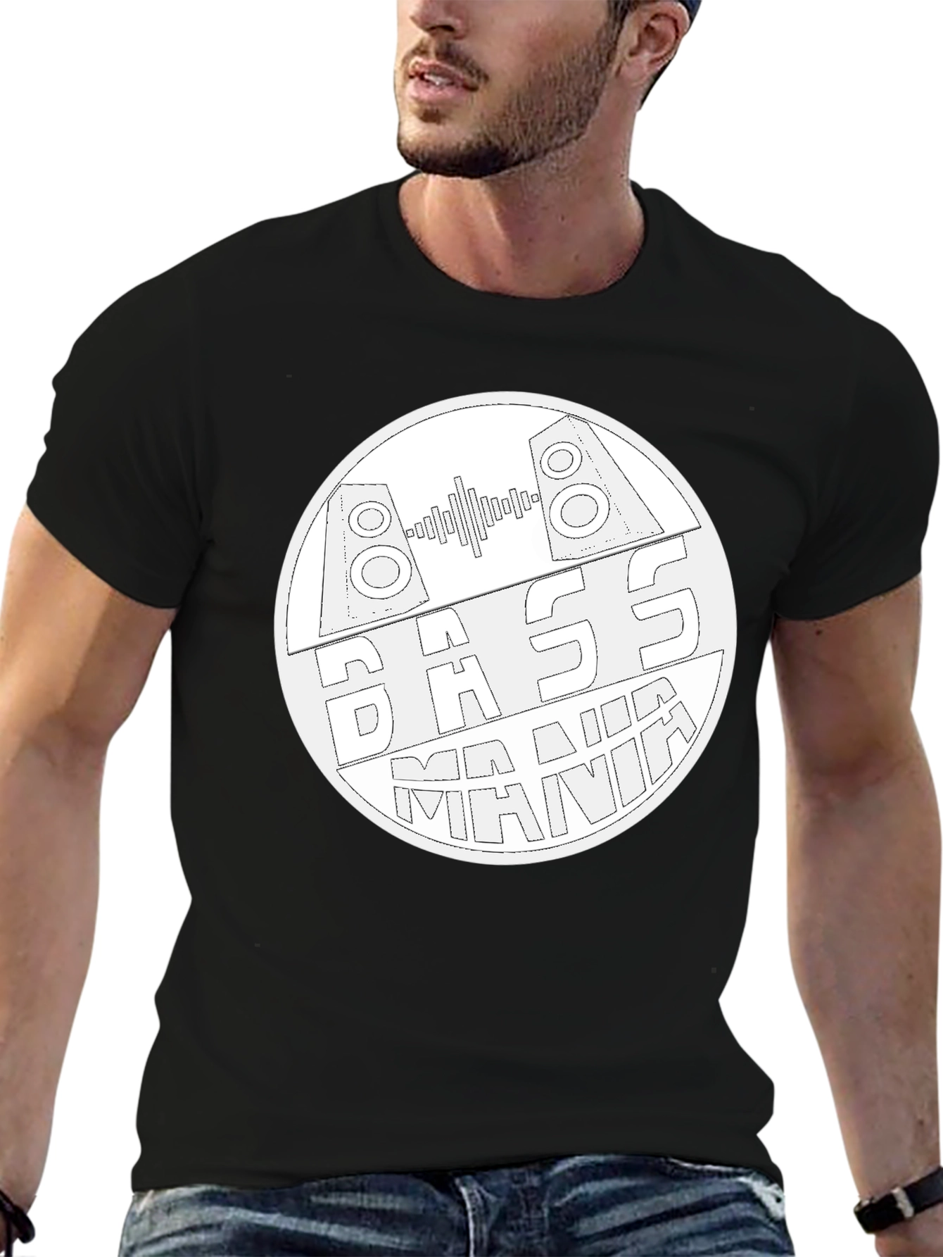 Bass Mania Graphic Tee - Black Cotton Blend