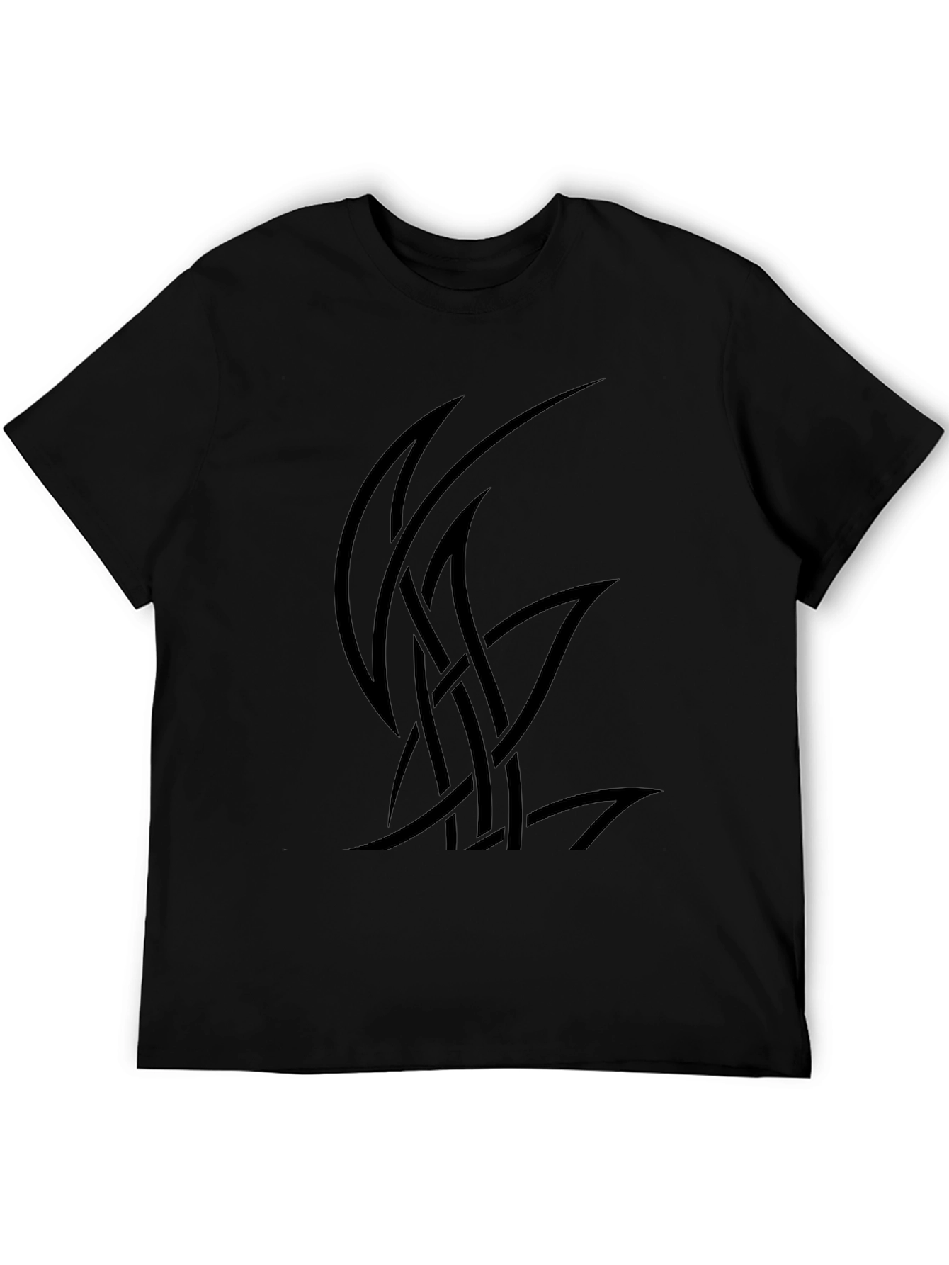 Mens Black Graphic Tee - Abstract Knot Design