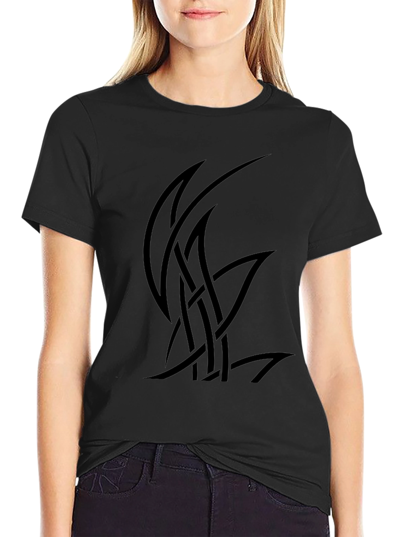 Mens Black Graphic Tee - Abstract Knot Design