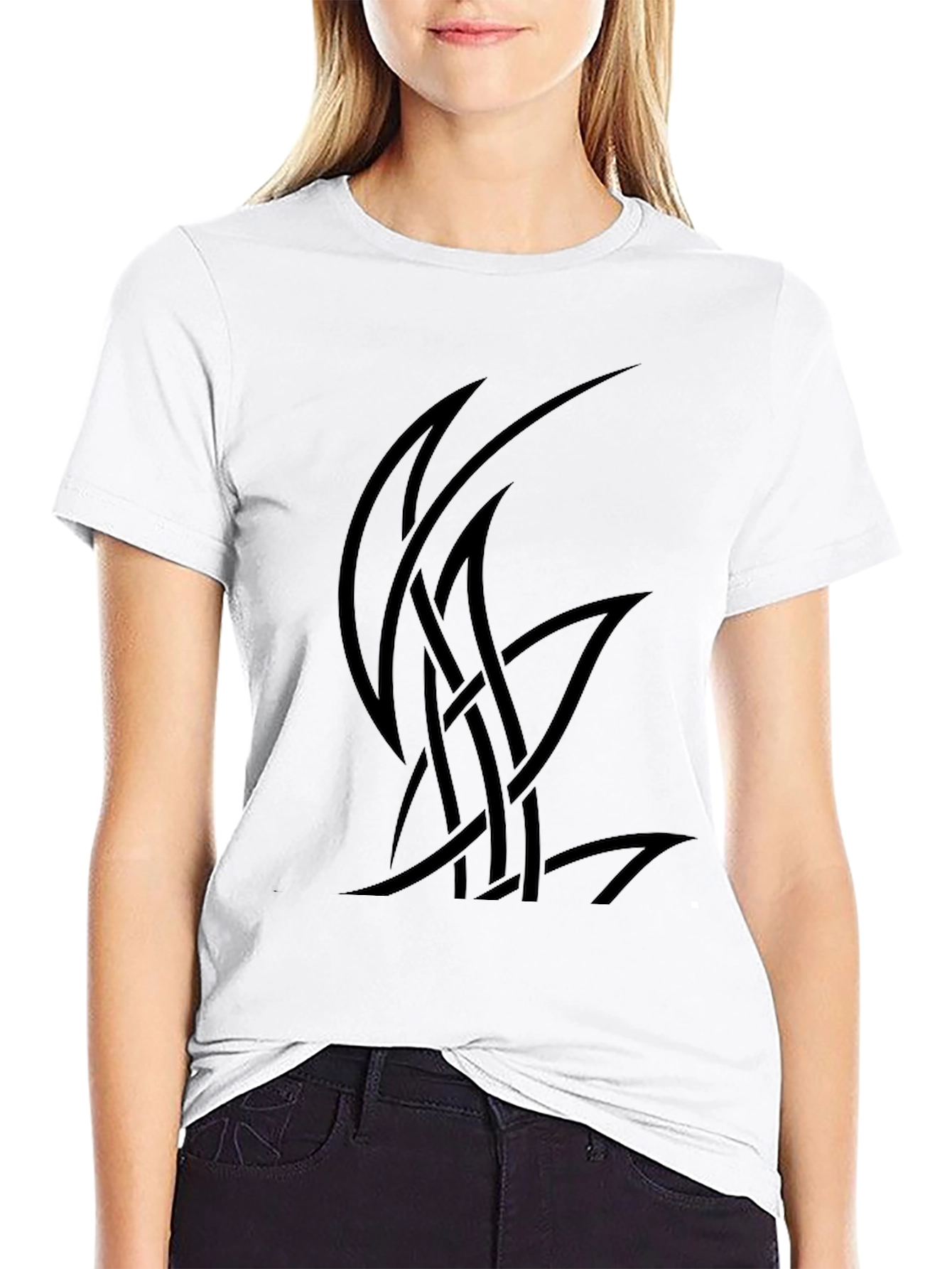 Mens Black Graphic Tee - Abstract Knot Design