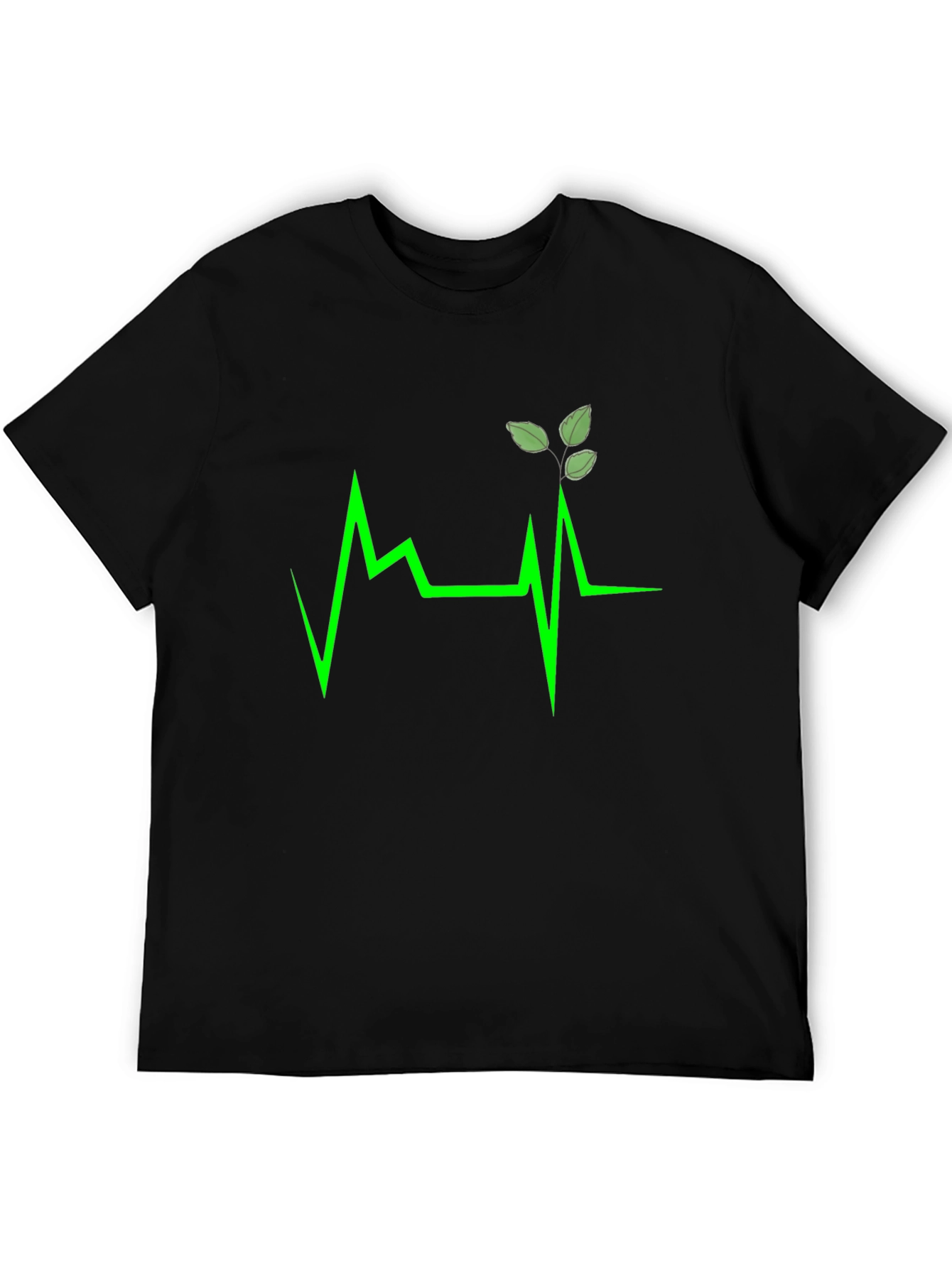 Green Heartbeat Leaf Design T-Shirt