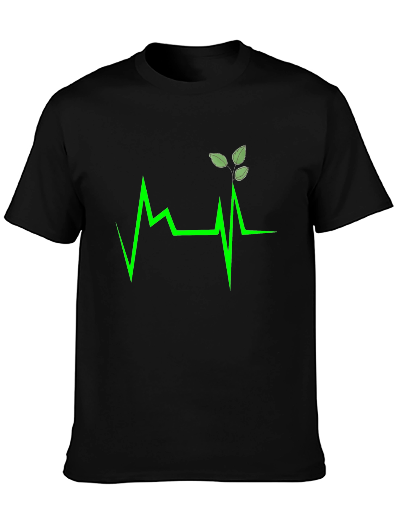 Green Heartbeat Leaf Design T-Shirt