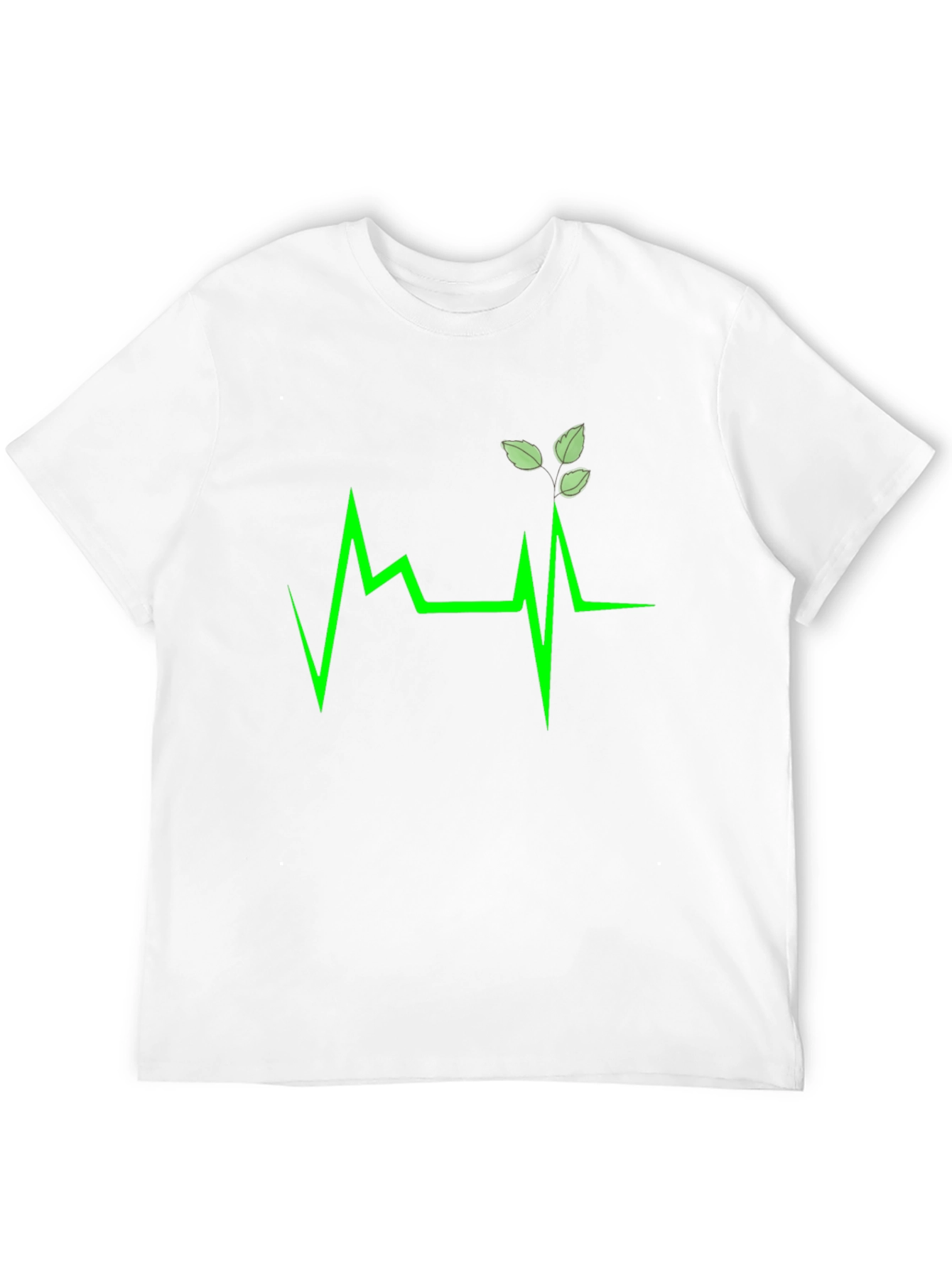 Green Heartbeat Leaf Design T-Shirt