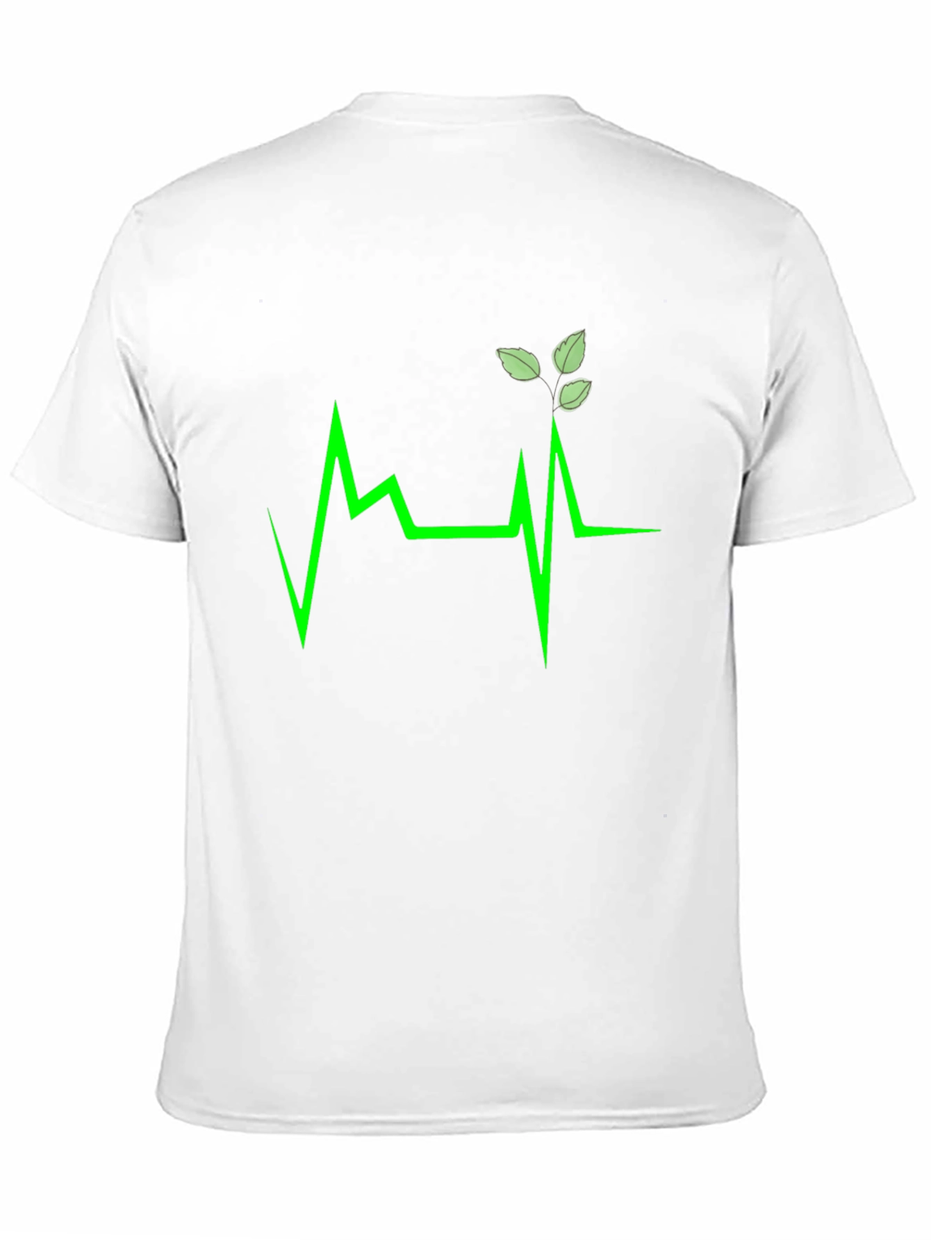 Green Heartbeat Leaf Design T-Shirt