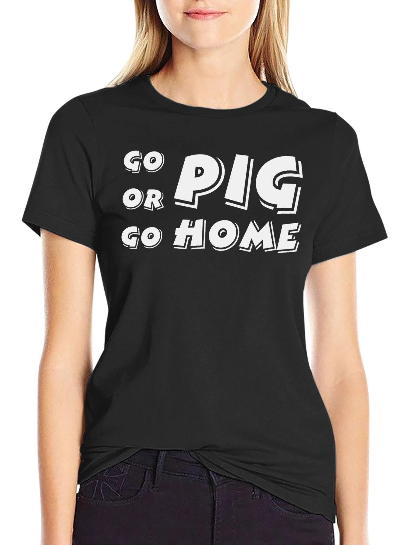 Go Pig or Go Home Black T-Shirt