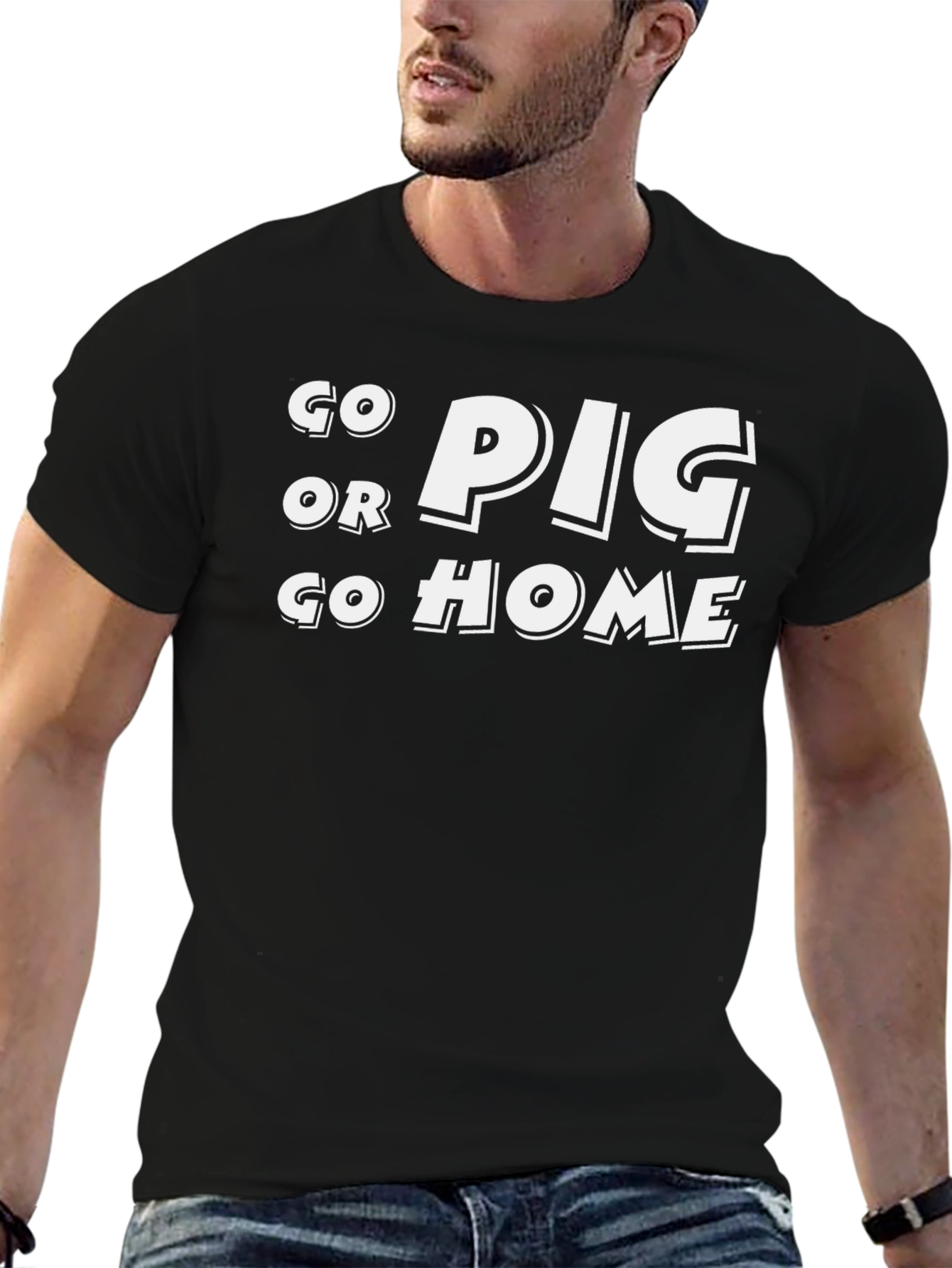 Go Pig or Go Home Black T-Shirt